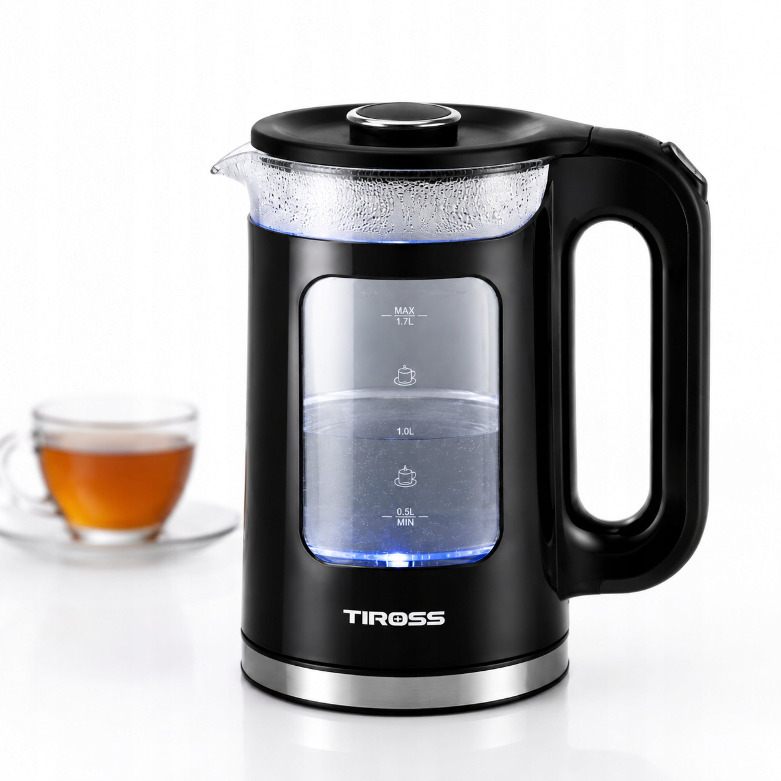 Electric Kettle Glass Illuminated LED 1,7L 2200W 1-5 People 360°