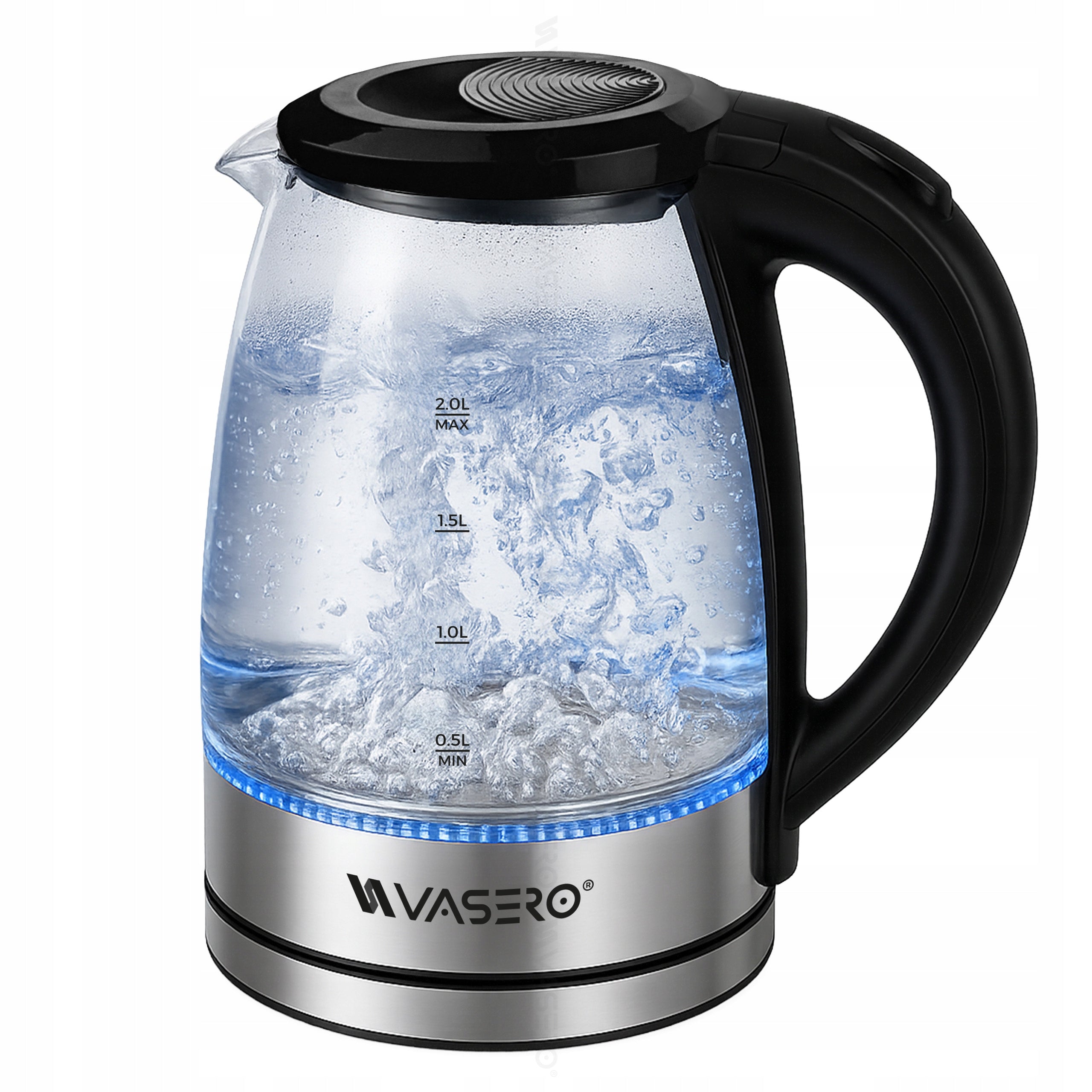 Electric Kettle Glass LED 2200W 2l With LED Backlight Stainless Steel Manufacturer code 0256