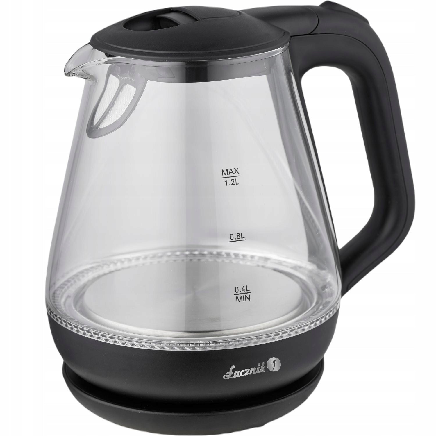 Electric Kettle Glass Small Tourist ŁUCZNIK 1,2L 1630W LED Black Model WK-2502