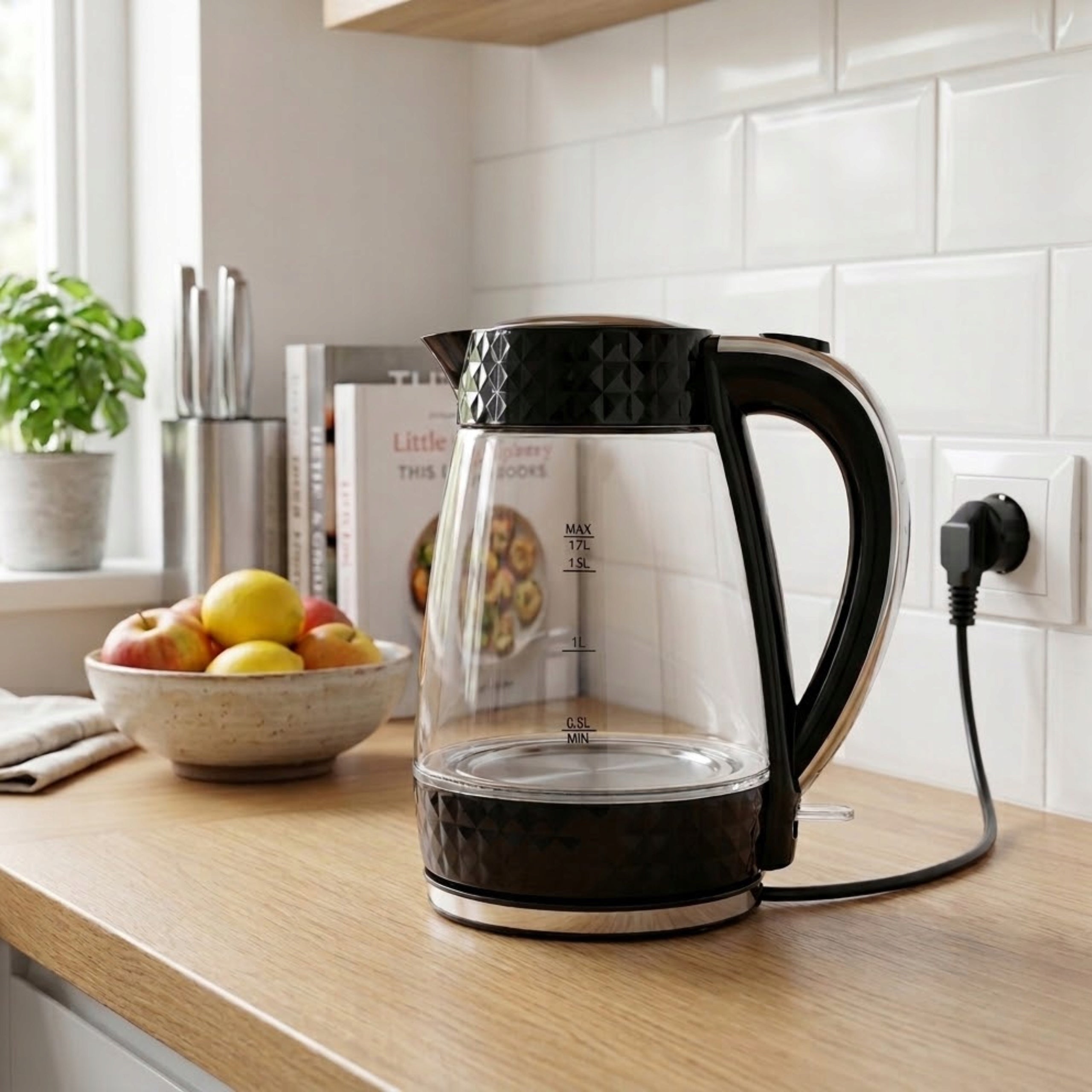 Electric Kettle Glass Wireless Silent ŁUCZNIK 1,7L 2200W Black Manufacturer code 06.086