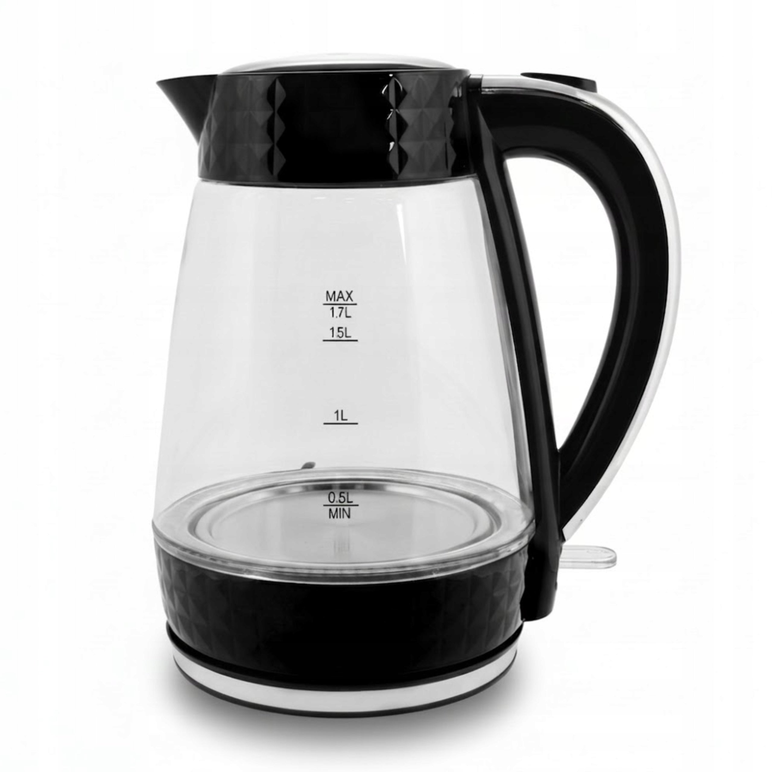 Electric Kettle Glass Wireless Silent ŁUCZNIK 1,7L 2200W Black Model PK-2018