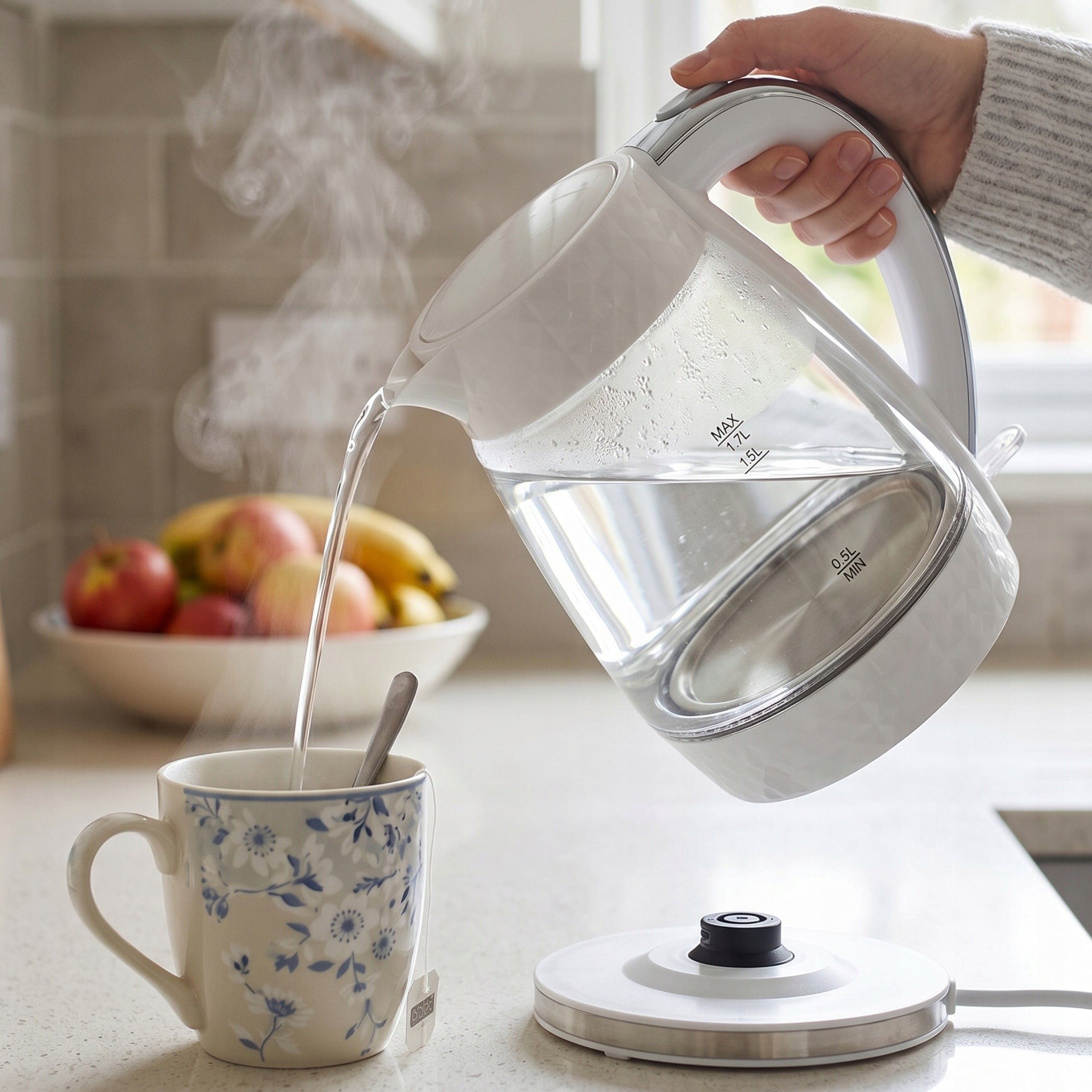 Electric Kettle Glass Wireless Silent ŁUCZNIK 1,7L 2200W White Manufacturer code PK 2018