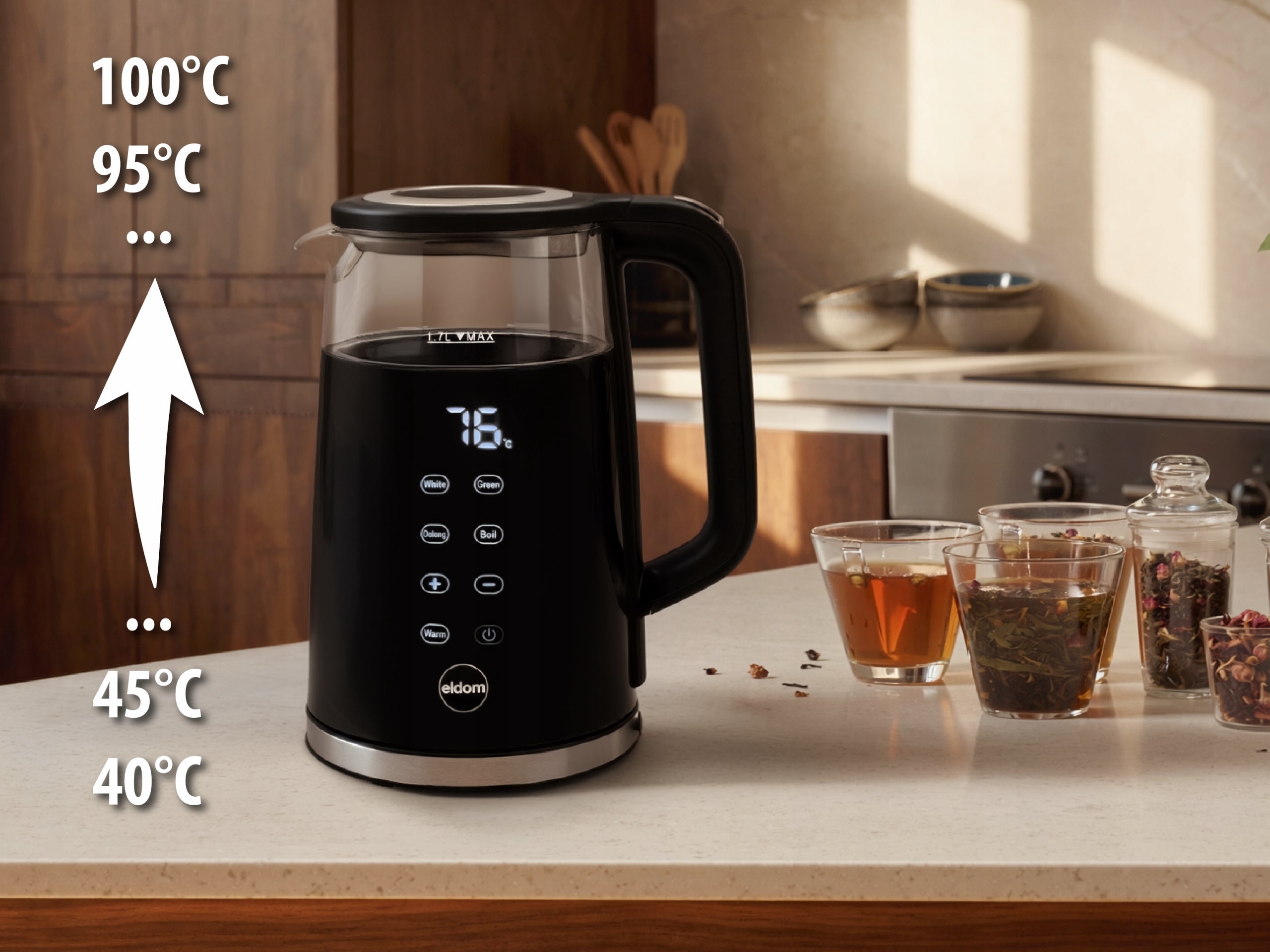 Electric Kettle Glass with Temperature Control 2200w 1,7l C530 LED Manufacturer code c530