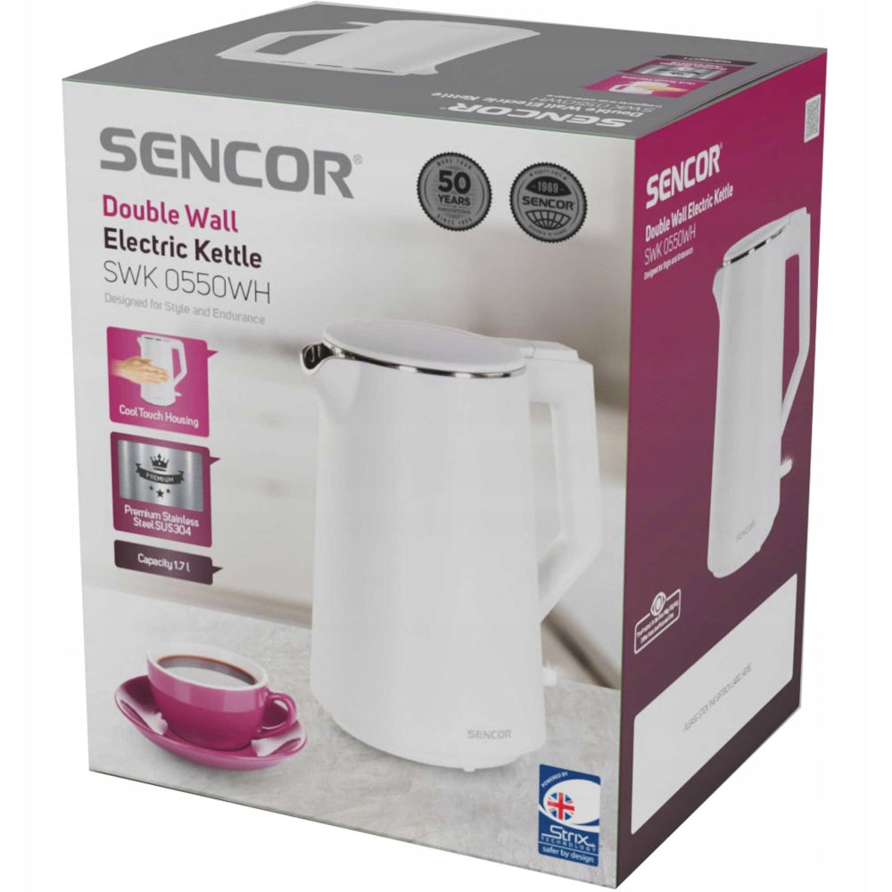 Electric Kettle Sencor SWK0550WH 1,7Liter 2200W ELEGANT STYLISH WHITE Manufacturer code SWK 0550WH