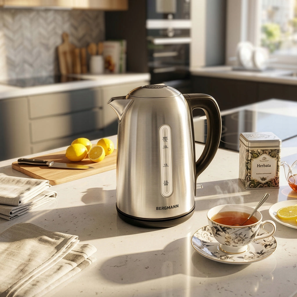 Electric Kettle Stainless Steel 1,7L BERGMANN 2200W Rotating Base Manufacturer code MTP008055