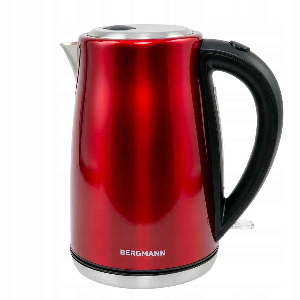 Electric Kettle Stainless Steel BERGMANN 1,7L 2200W Red Packaging status original