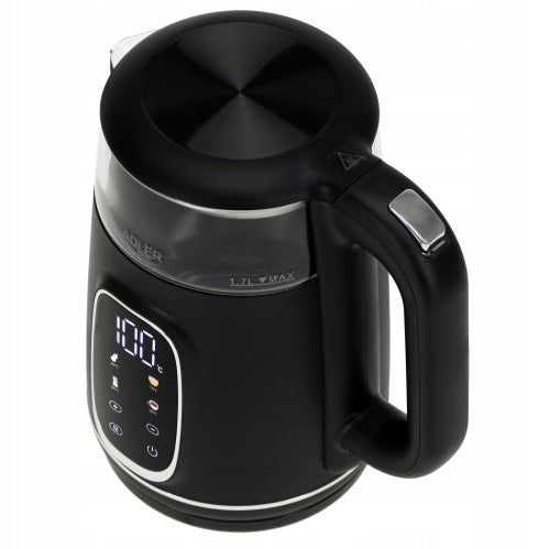 Electric Kettle Wireless Black Adjustable Temperature LED Glass Model AD1305BS