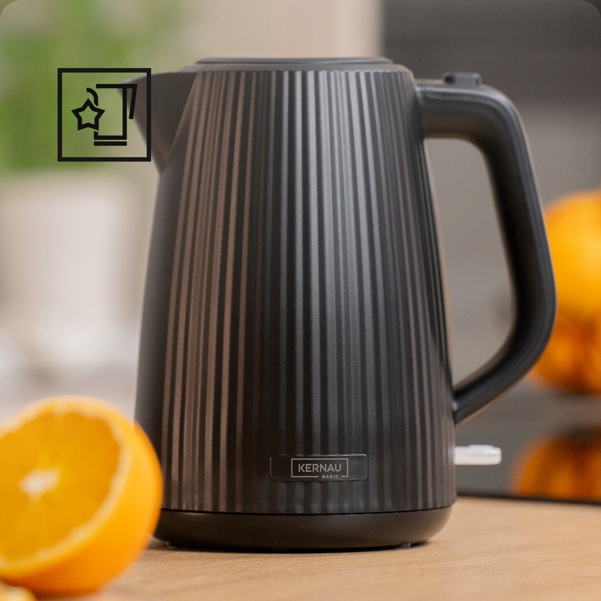 Electric Kettle Wireless Kernau STRONG 2200W 1,7L Black Dominant color black