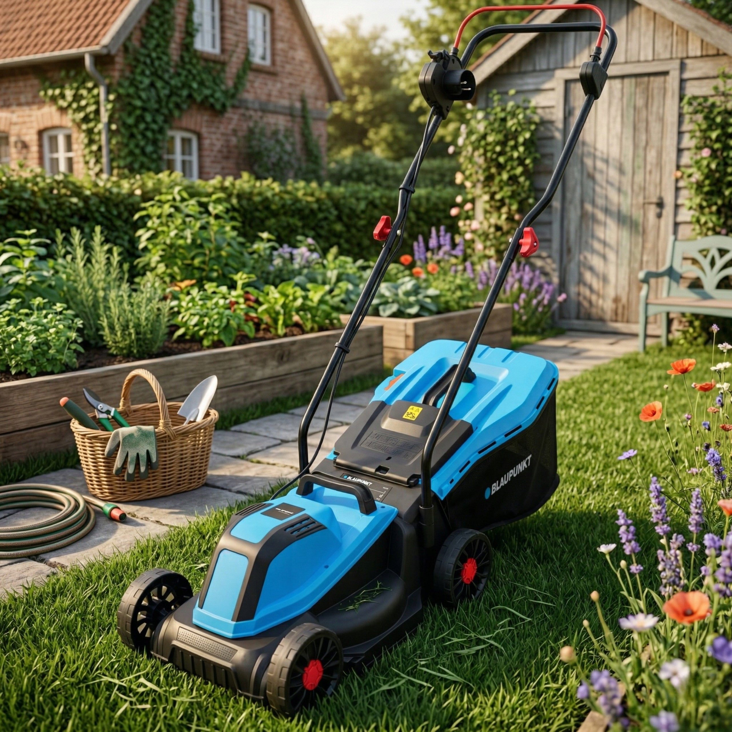 Electric Lawn Mower BLAUPUNKT 1800W 33cm LIGHTWEIGHT 35L Basket Adjustable Basket capacity 35 l
