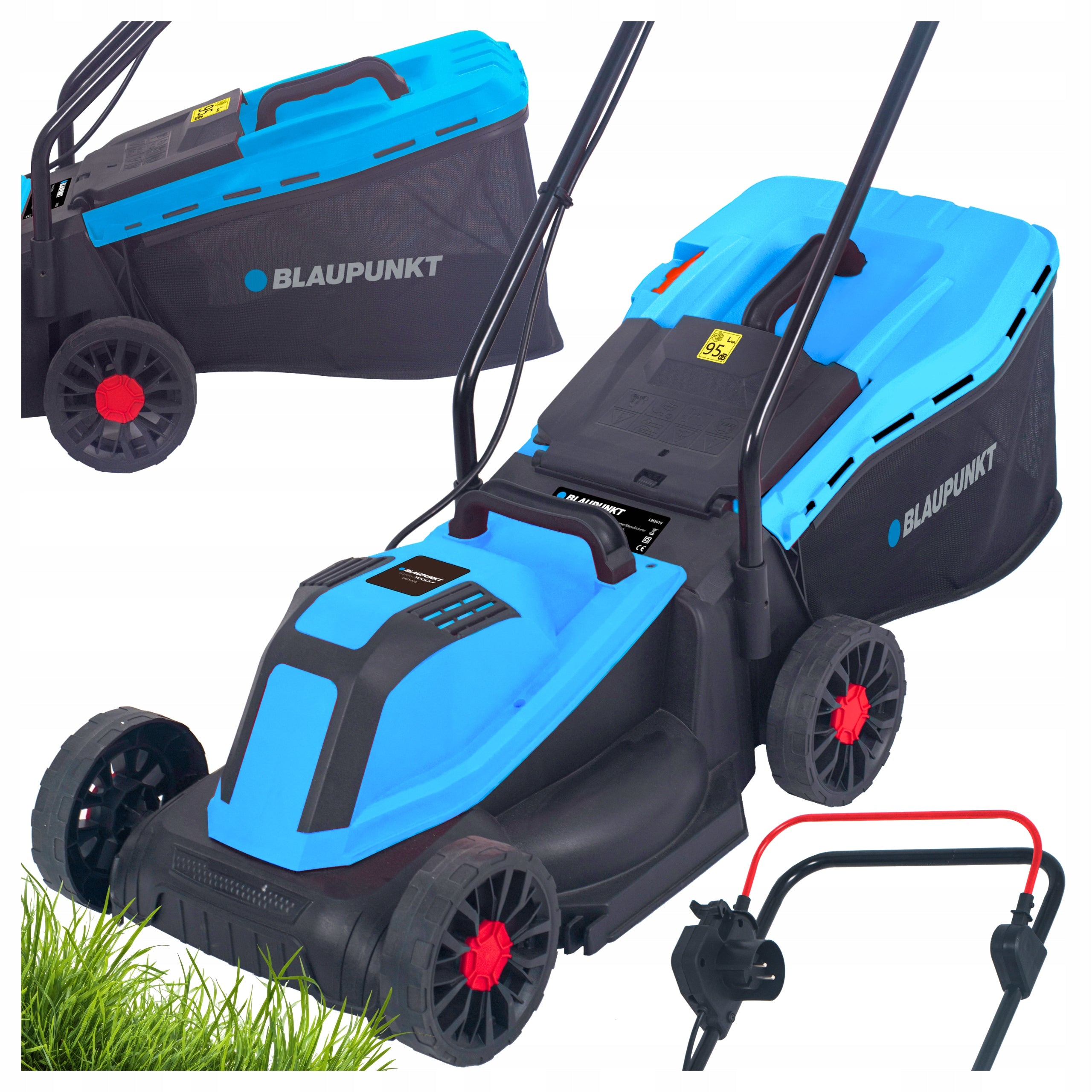Electric Lawn Mower BLAUPUNKT 1800W 33cm LIGHTWEIGHT 35L Basket Adjustable