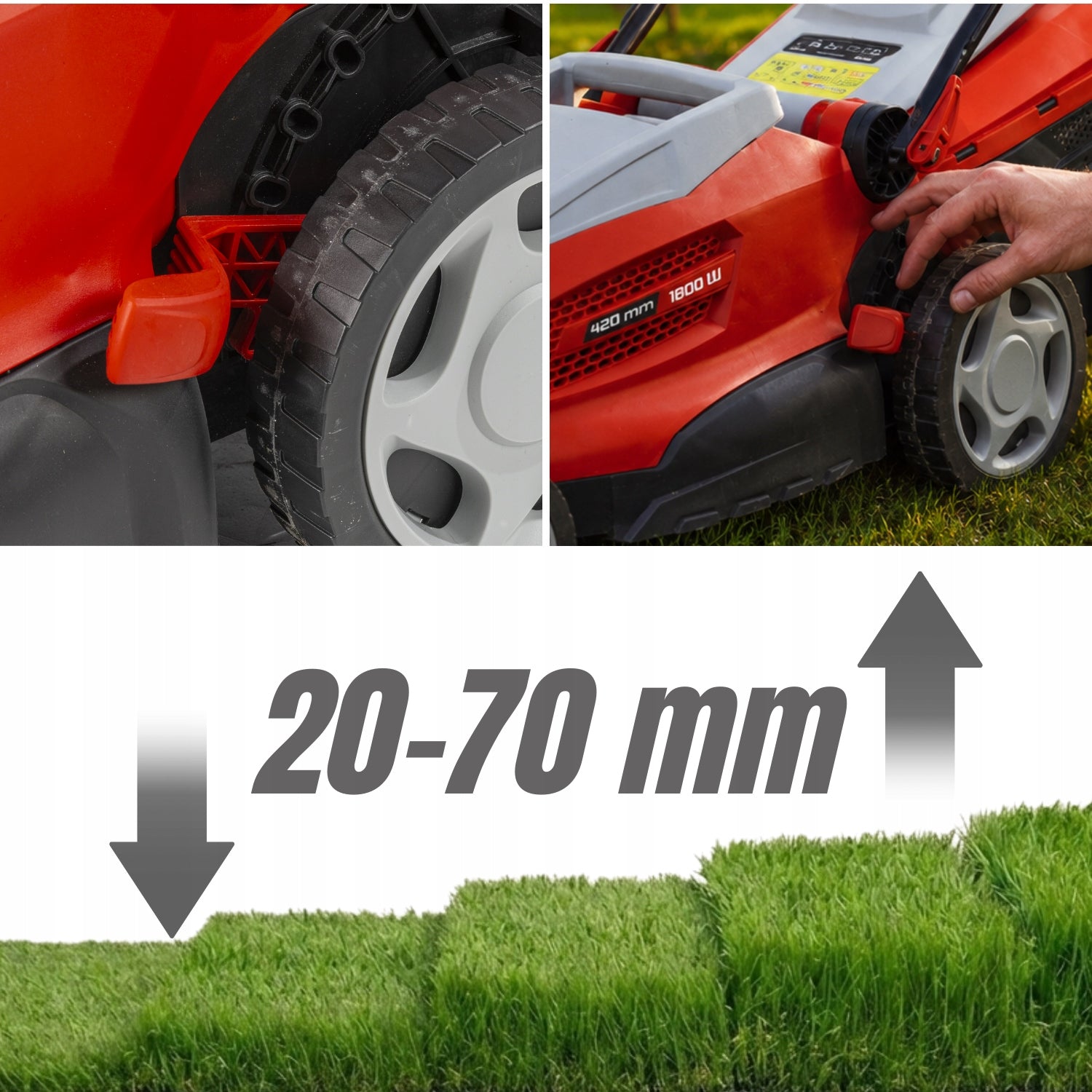 Electric Lawn Mower Engine 1800W 42 cm for Grass Basket 40 Liters Strong DEDRA Basket capacity 40 l
