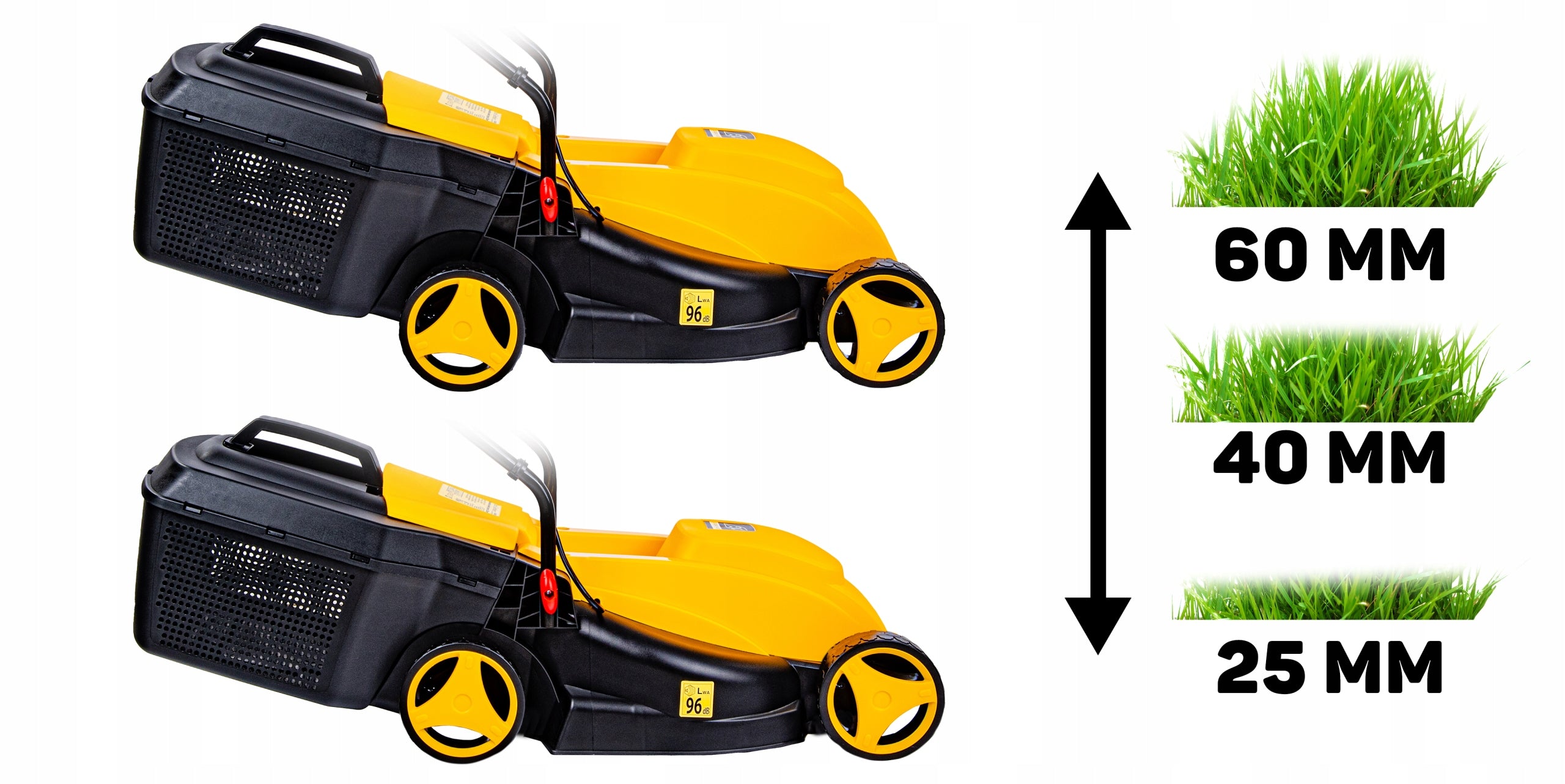 Electric Lawn Mower Strong 2000W 32cm Large Basket 30L Adjustable 3stp Series Sharp