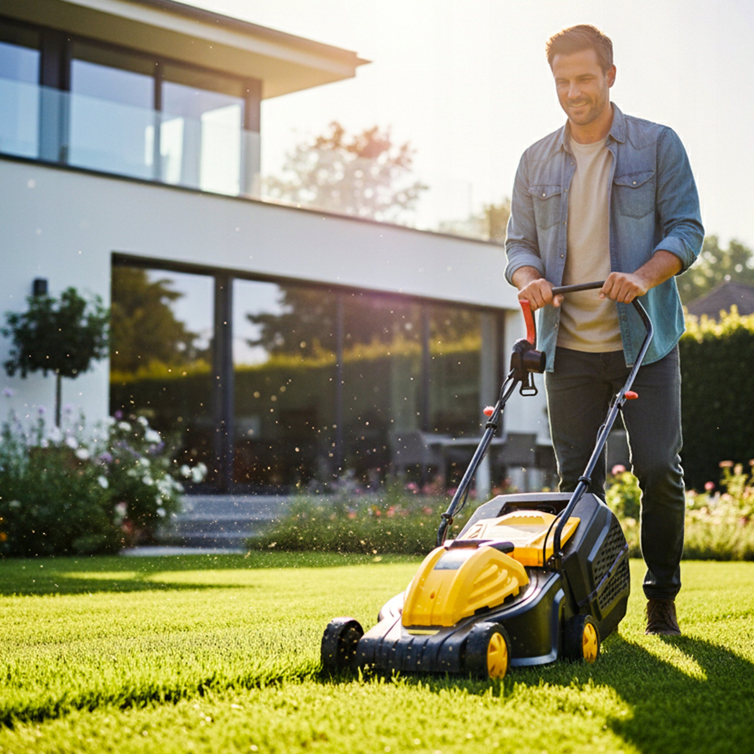 Electric Lawn Mower With Induction Motor 2000W 32cm Basket 35L Packaging status original