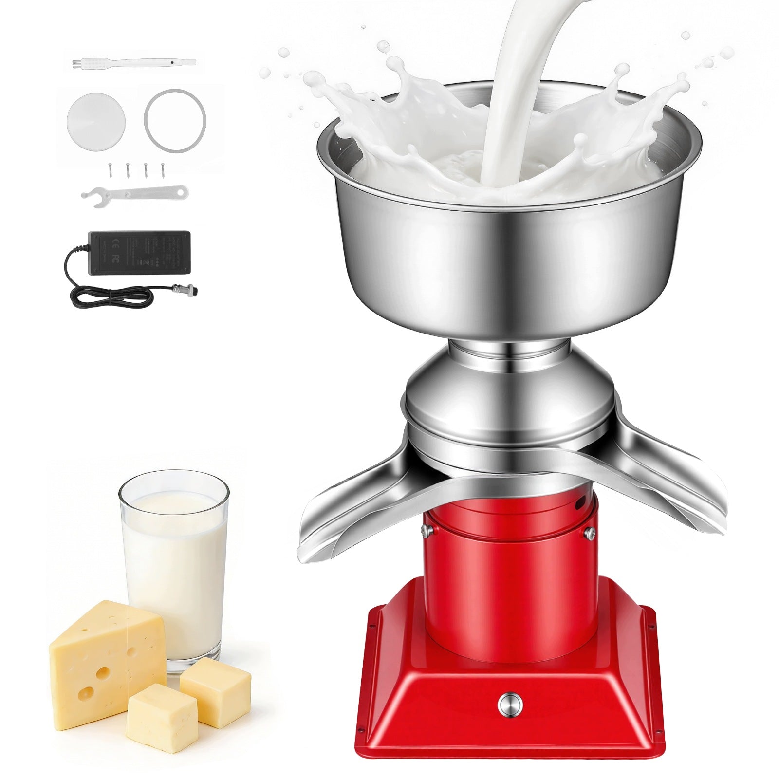 Electric Milk Centrifuge 40W 60L/H Convenient Operation Square Base Brand Vevor