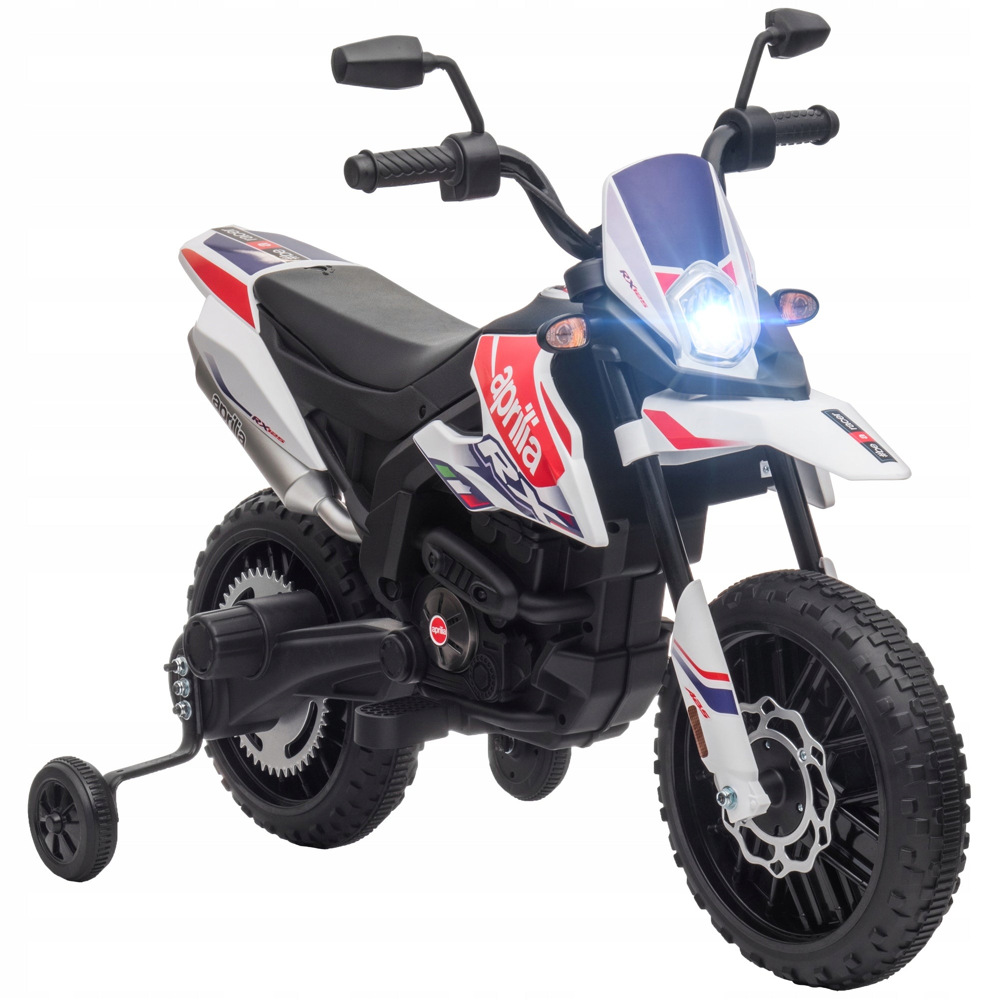 Electric Motorcycle for Children 12V, 6 km/h, LED Side Wheels USB Music