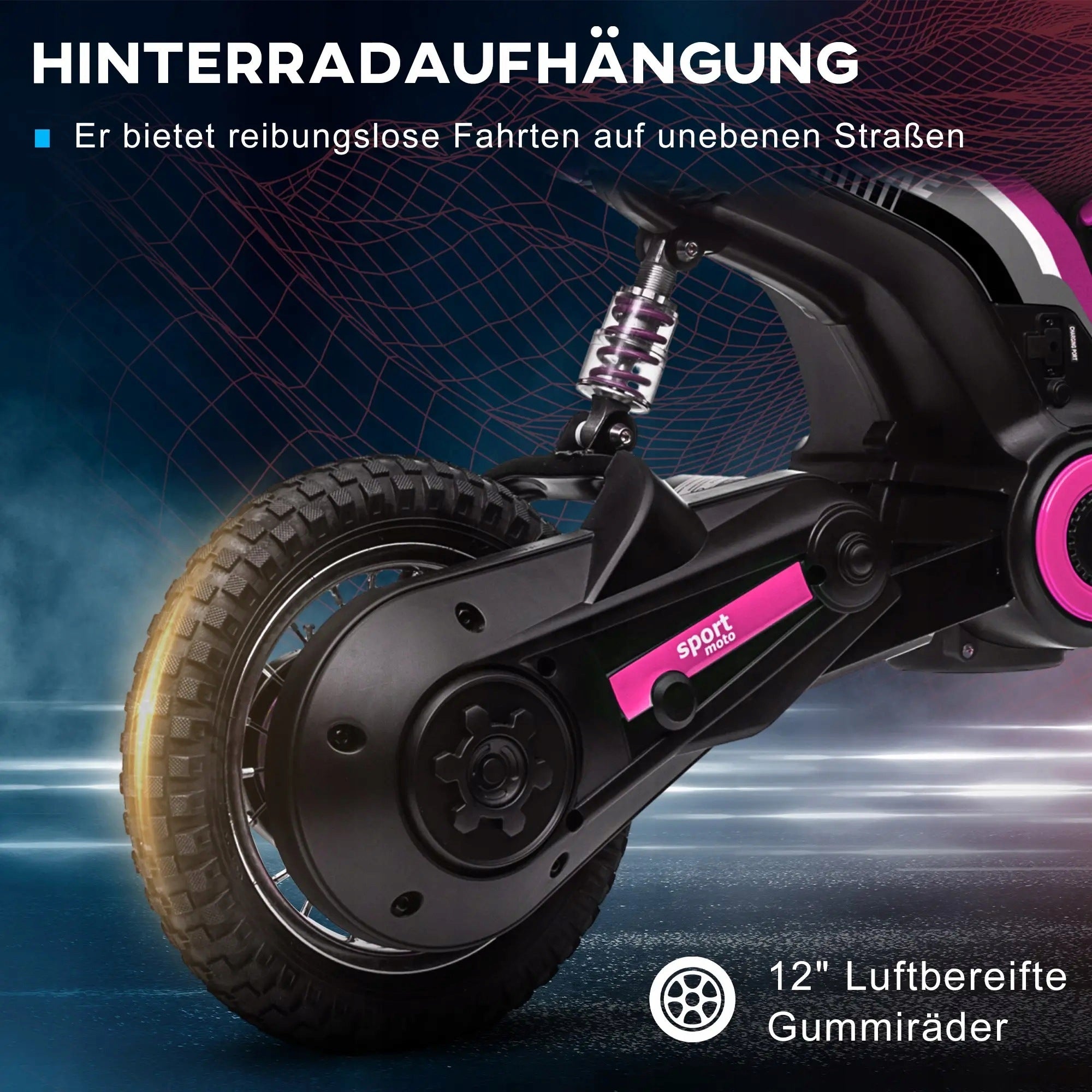 Electric Motorcycle for Children 24V with Horn, Light 8-16 km/h Pink Brand Homcom