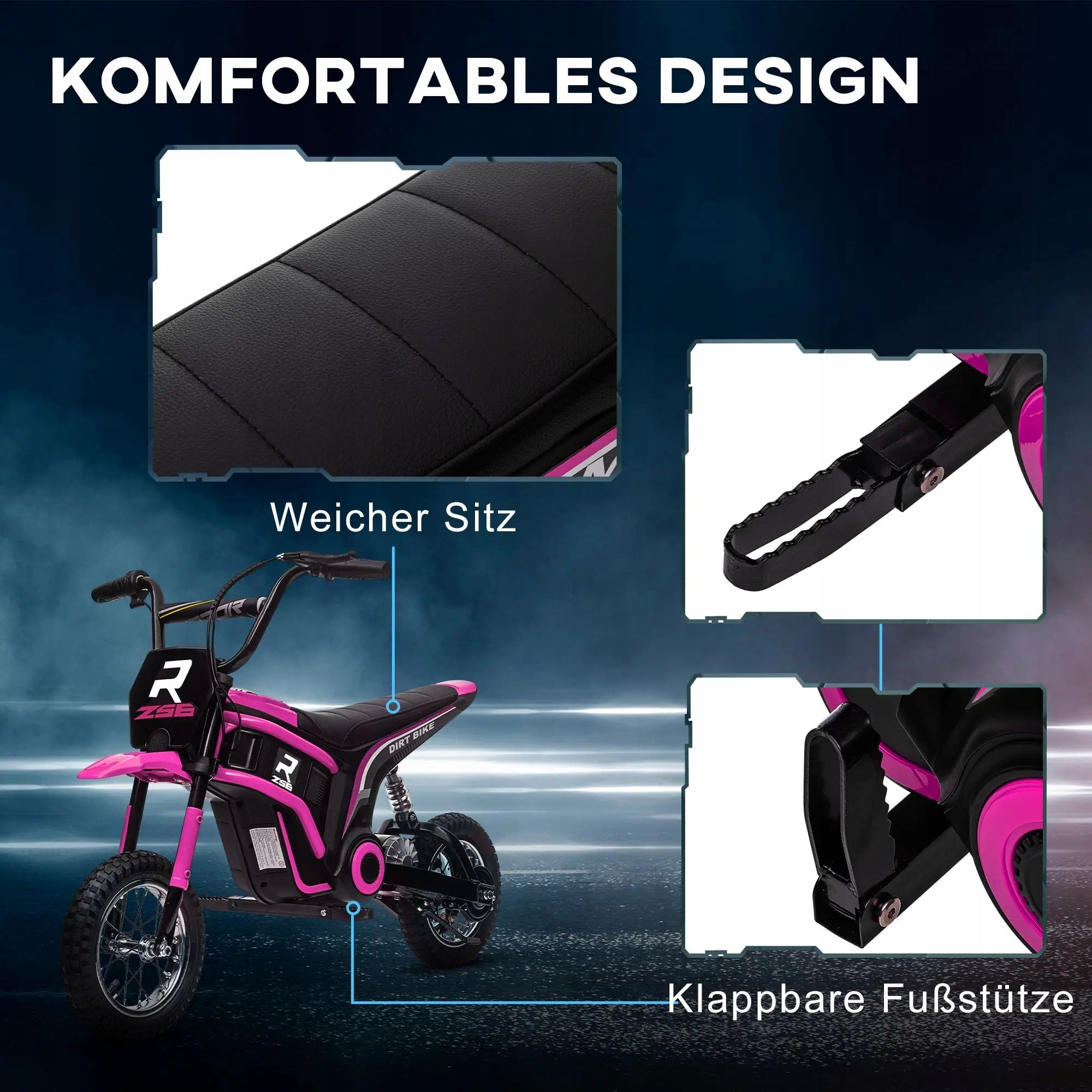 Electric Motorcycle for Children 24V with Horn, Light 8-16 km/h Pink Manufacturer code 370-304V90PK