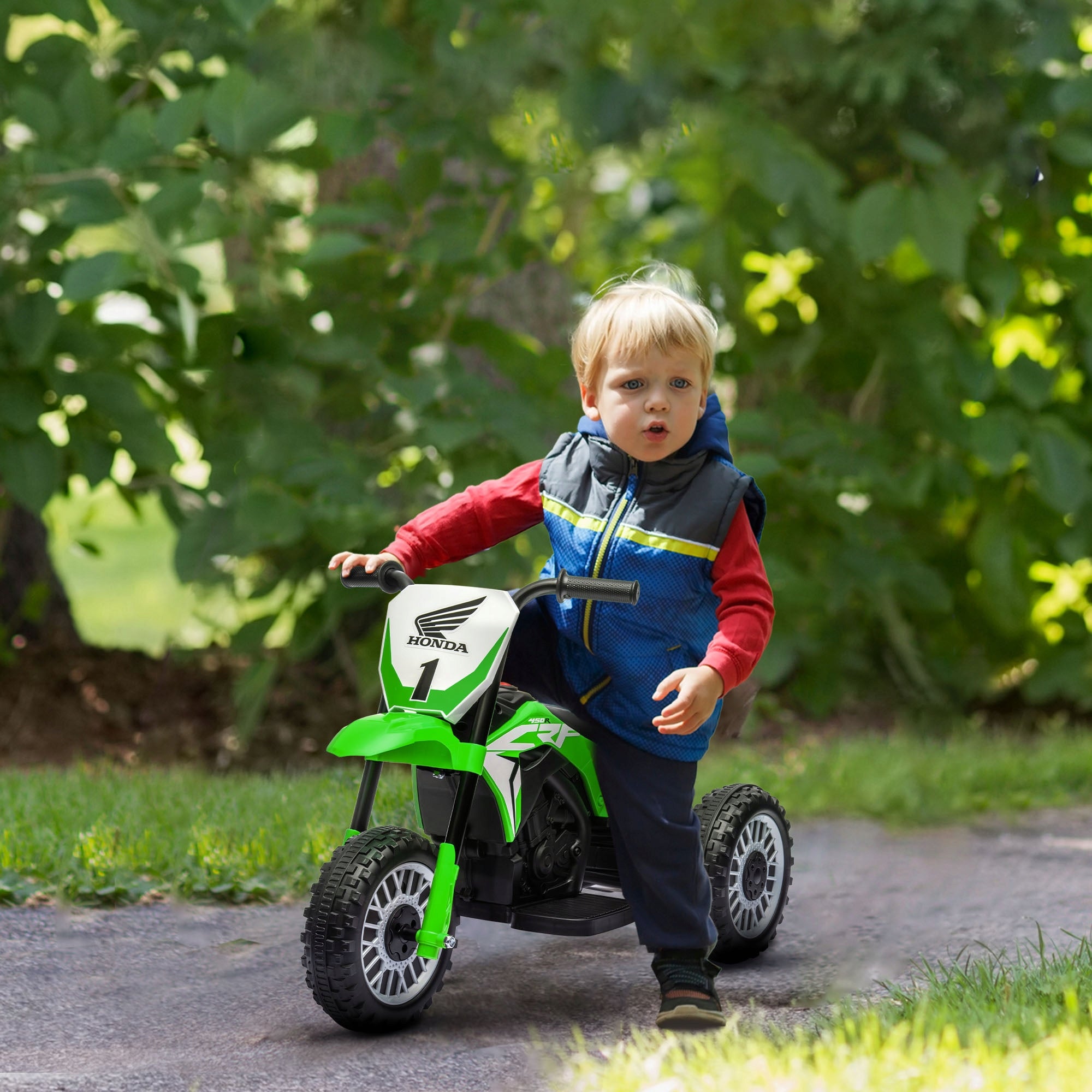 Electric Motorcycle for Kids, 6V, with Music Green Brand Homcom