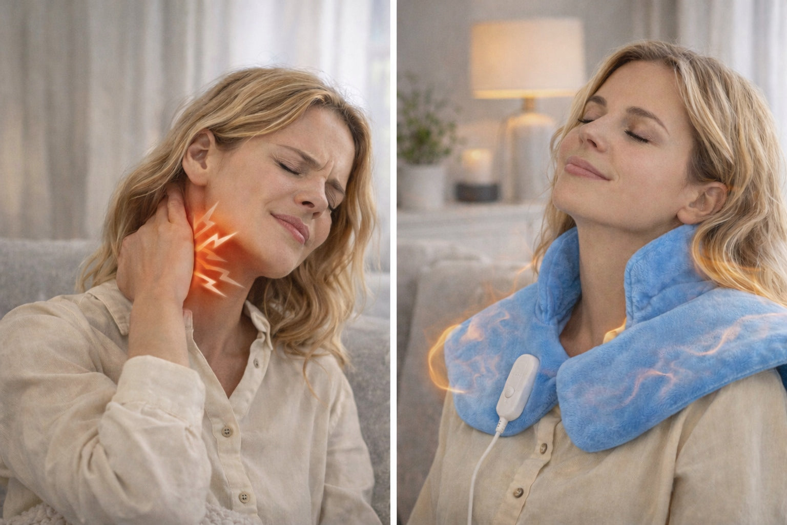 Electric Neck Pillow Neck Heating Arms LCD Adjustment Blue Packaging status original
