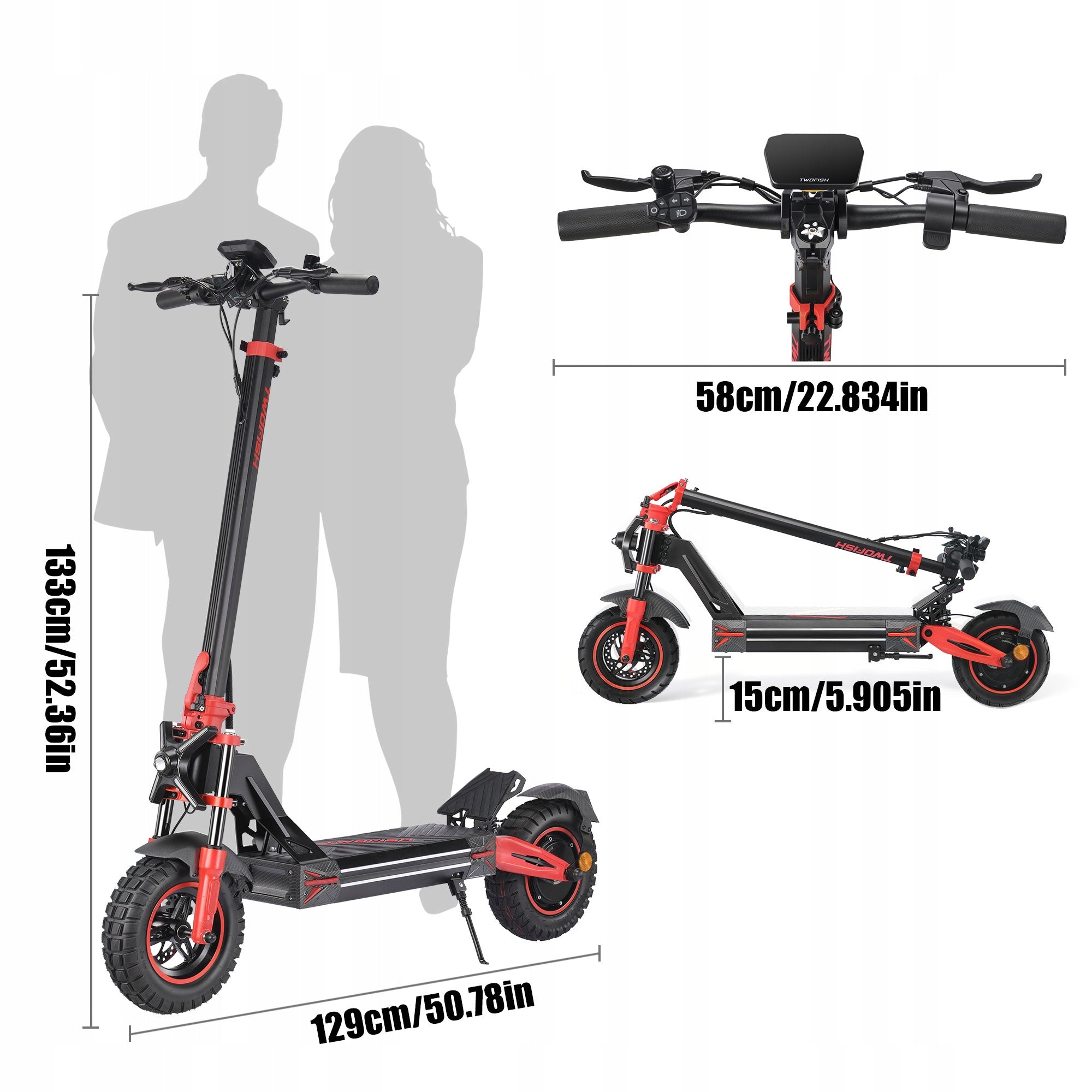 Electric Off-road Scooter TWOFISH V4 MAX 52V/23AH 1640W 100HP 11“ NFC Brand TWOFISH