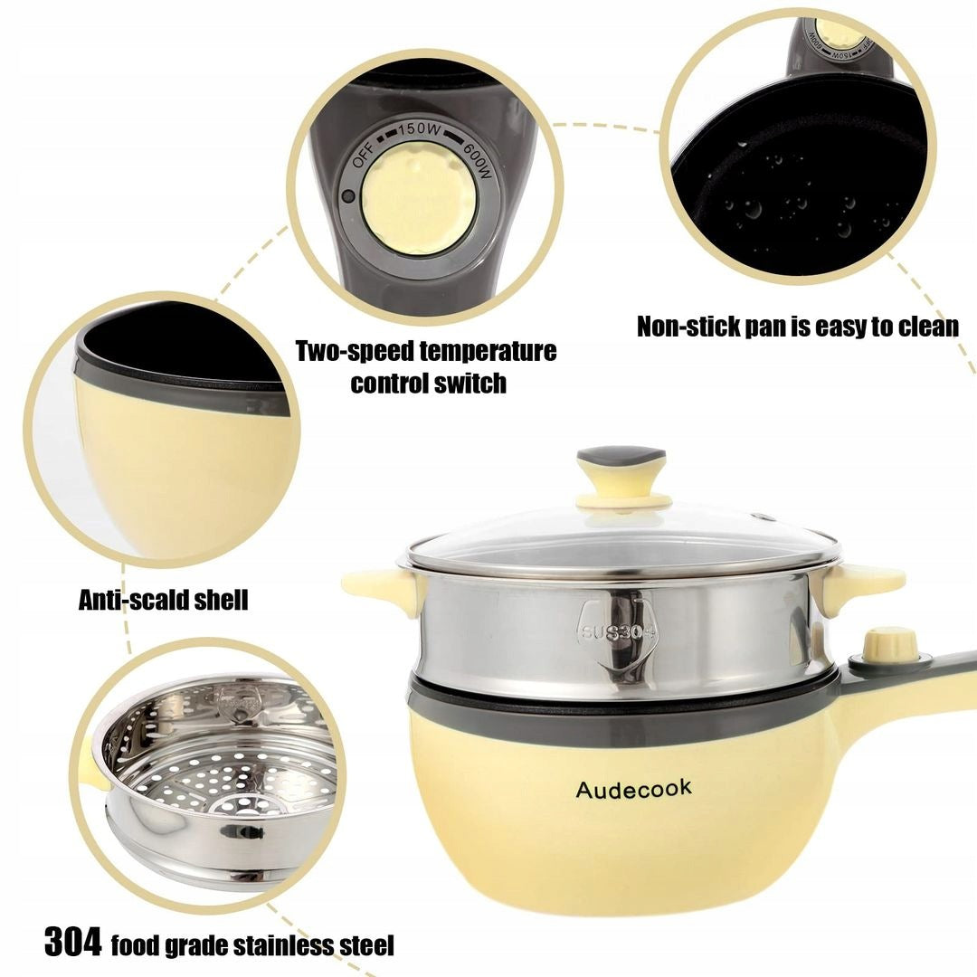 Electric Pot Audecook 1,5L with Steamer 20cm Non-stick Manufacturer code AC5001