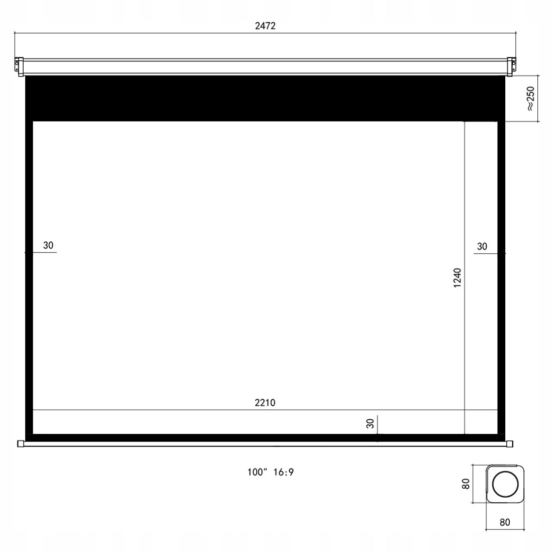 Electric Projection Screen 100" PILOT 16:9 4K Spacetronik PVC EASY VIEW Packaging status original