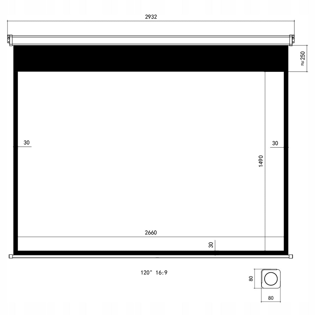 Electric Projection Screen 120" 16:9 Wall Mounted Ceiling Retractable 4K +PILOT Packaging status original