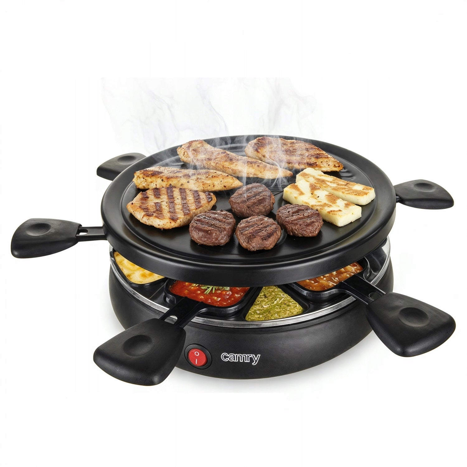 Electric Raclette Grill 1200W 6 Mini Nonstick Pans Snacks