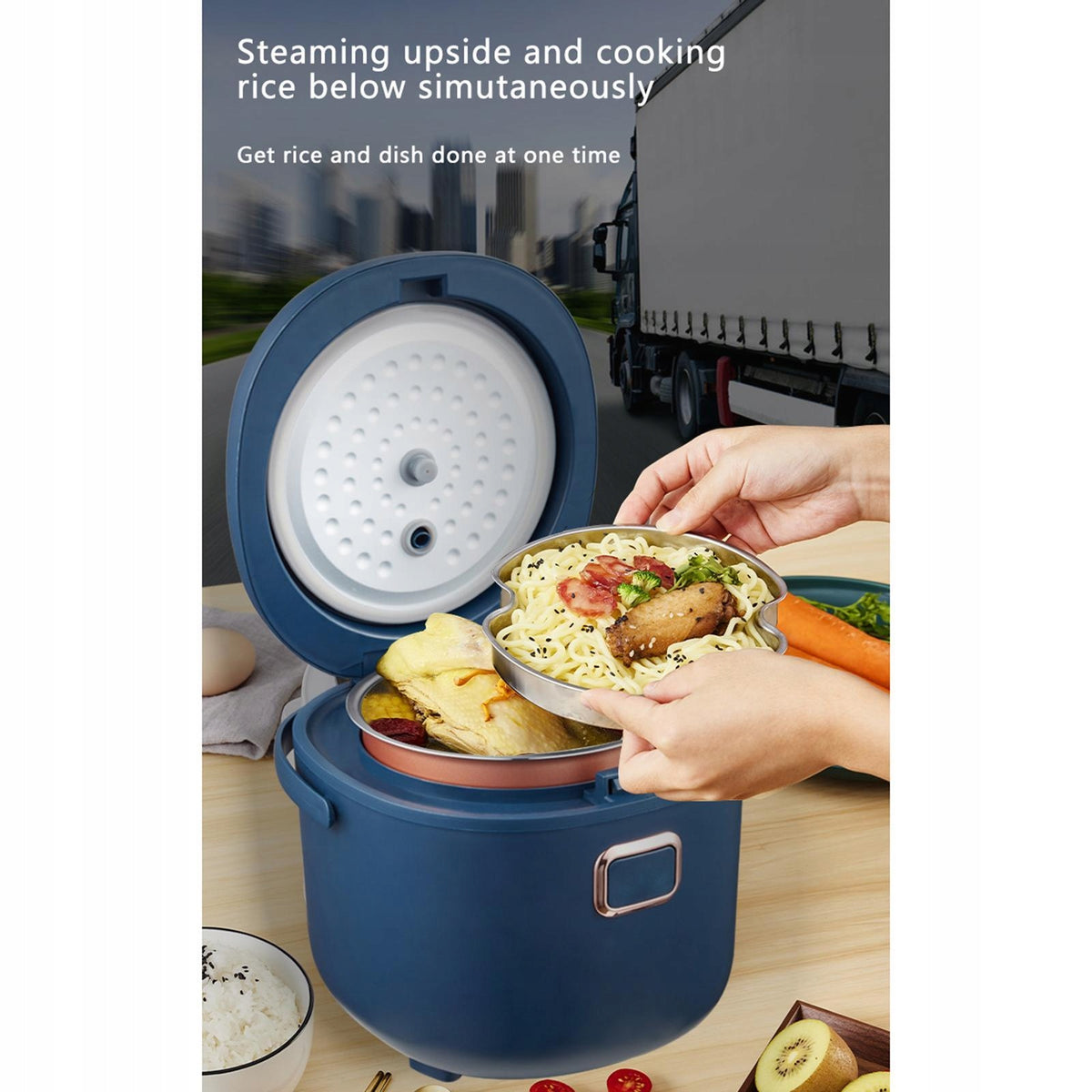 Electric Rice Cooker 2L for Long Distance Travel Outdoor 12V to 24V