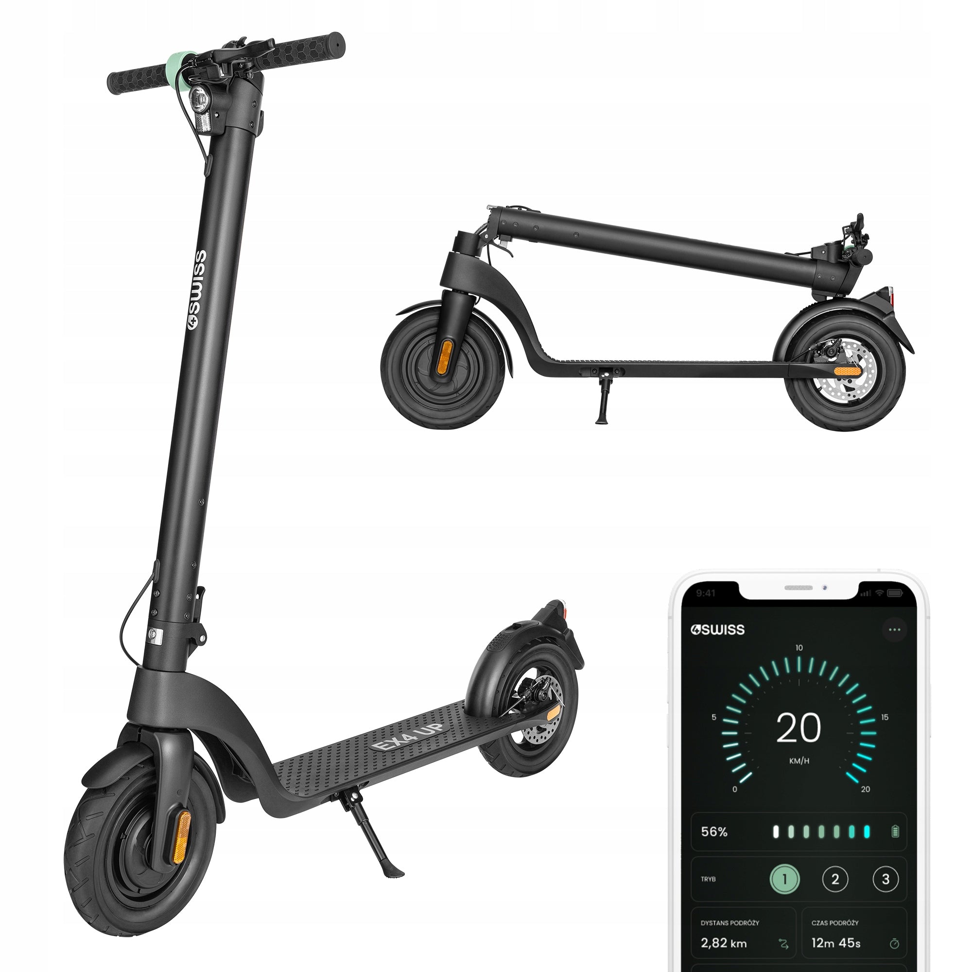 Electric Scooter 4Swiss EX4 UP Power 350W Lightweight 13 kg Urban Folding