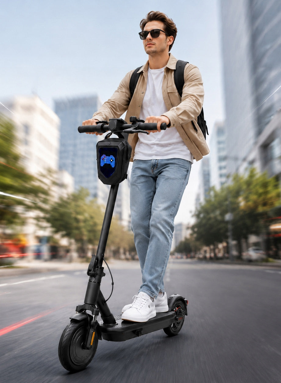 Electric Scooter Bag LED Devil Eyes Bluetooth APP Pixel Display Kind front