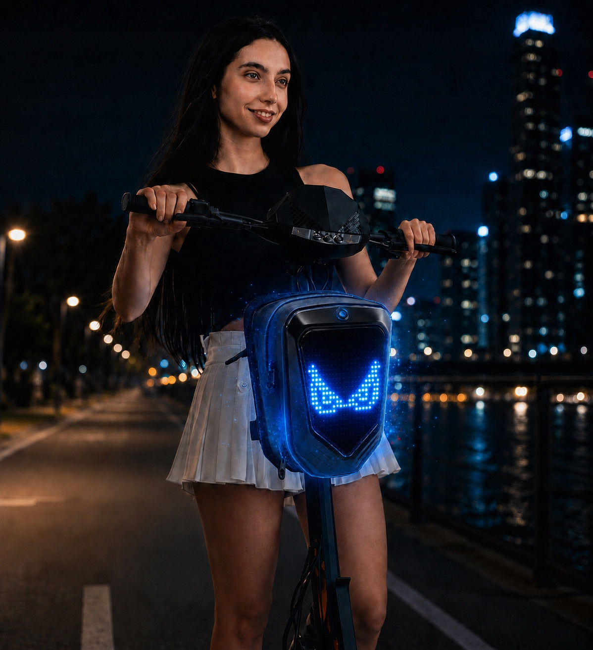 Electric Scooter Bag LED Devil Eyes Bluetooth APP Pixel Display Model Twarda obudowa ABS + PC Zasilanie z powerbanku