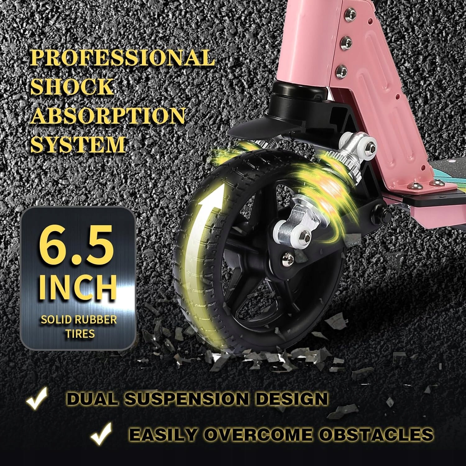 Electric Scooter Children 14KM/H LED 130W Folding Shock Absorption Pink Color pink