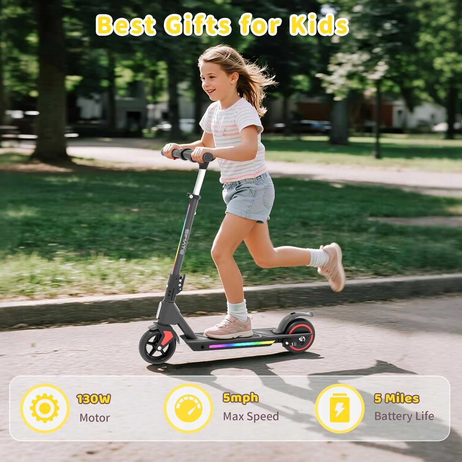 Electric Scooter Children 3-12 Years 130W 6,5" Folding LED Lights Black Manufacturer code S2 PRO-001