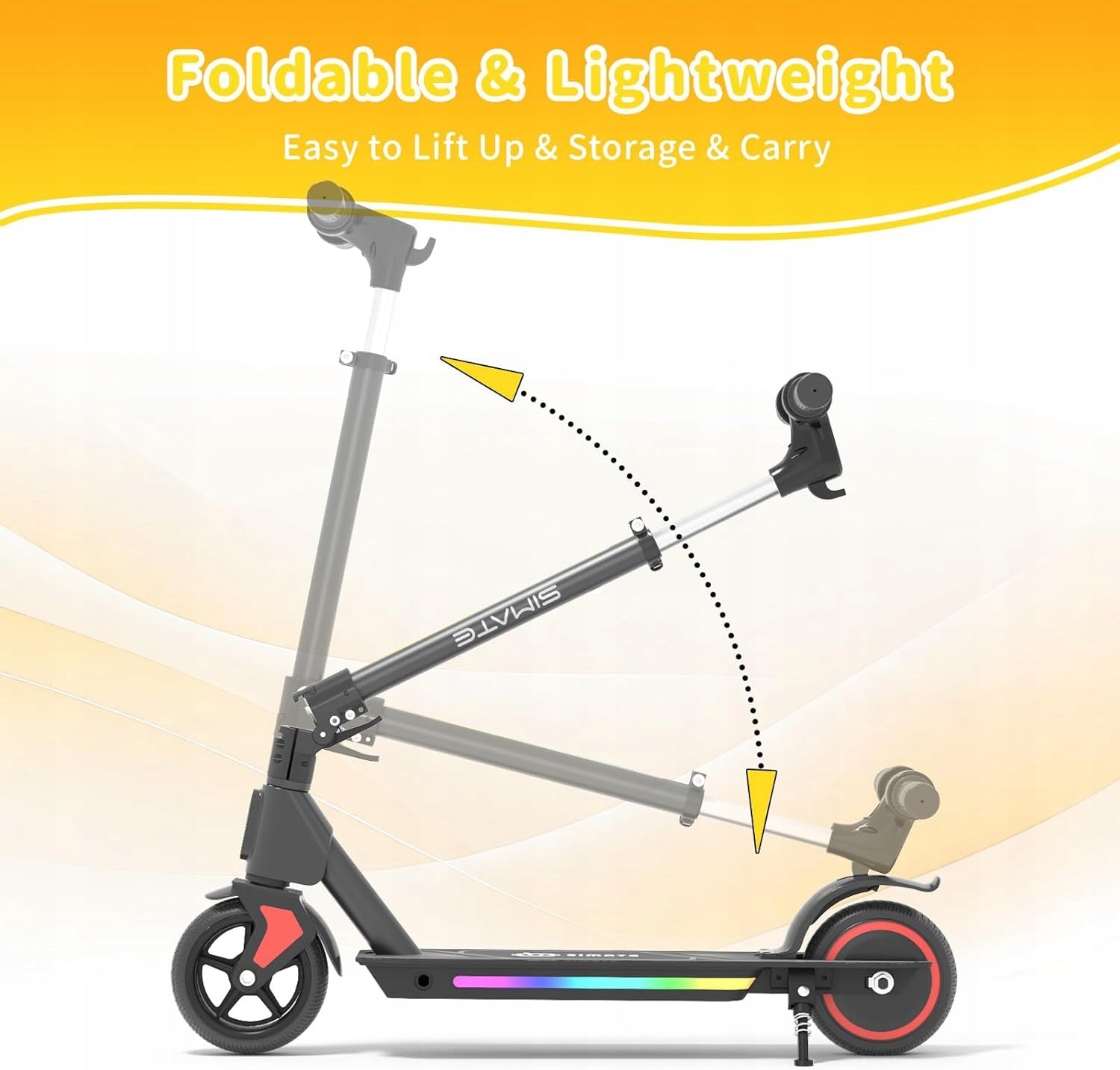Electric Scooter Children 3-12 Years 130W 6,5" Folding LED Lights Black Packaging status original