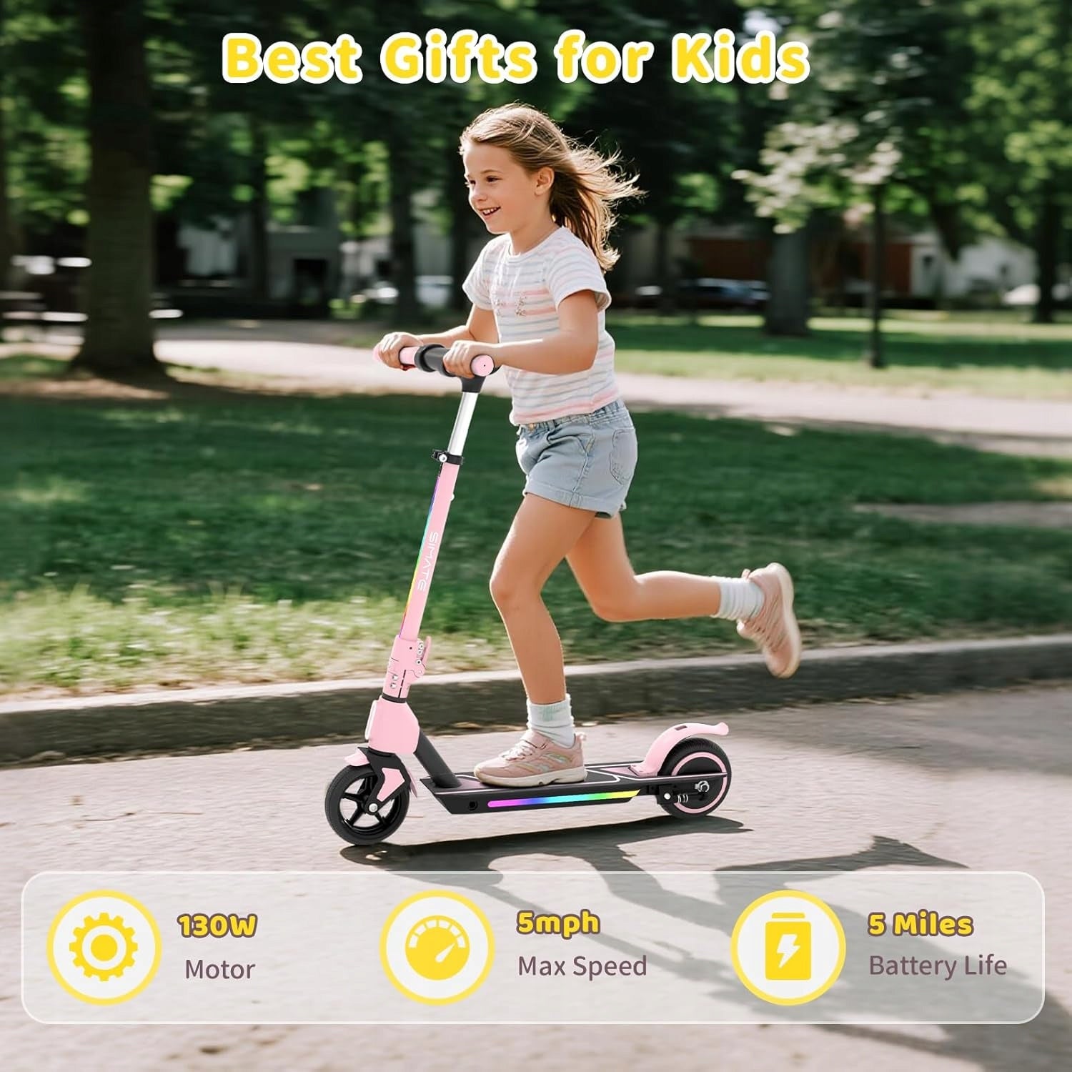 Electric Scooter Children 3-12 Years 130W 6,5" Folding LED Lights Pink EAN (GTIN) 9331506253272