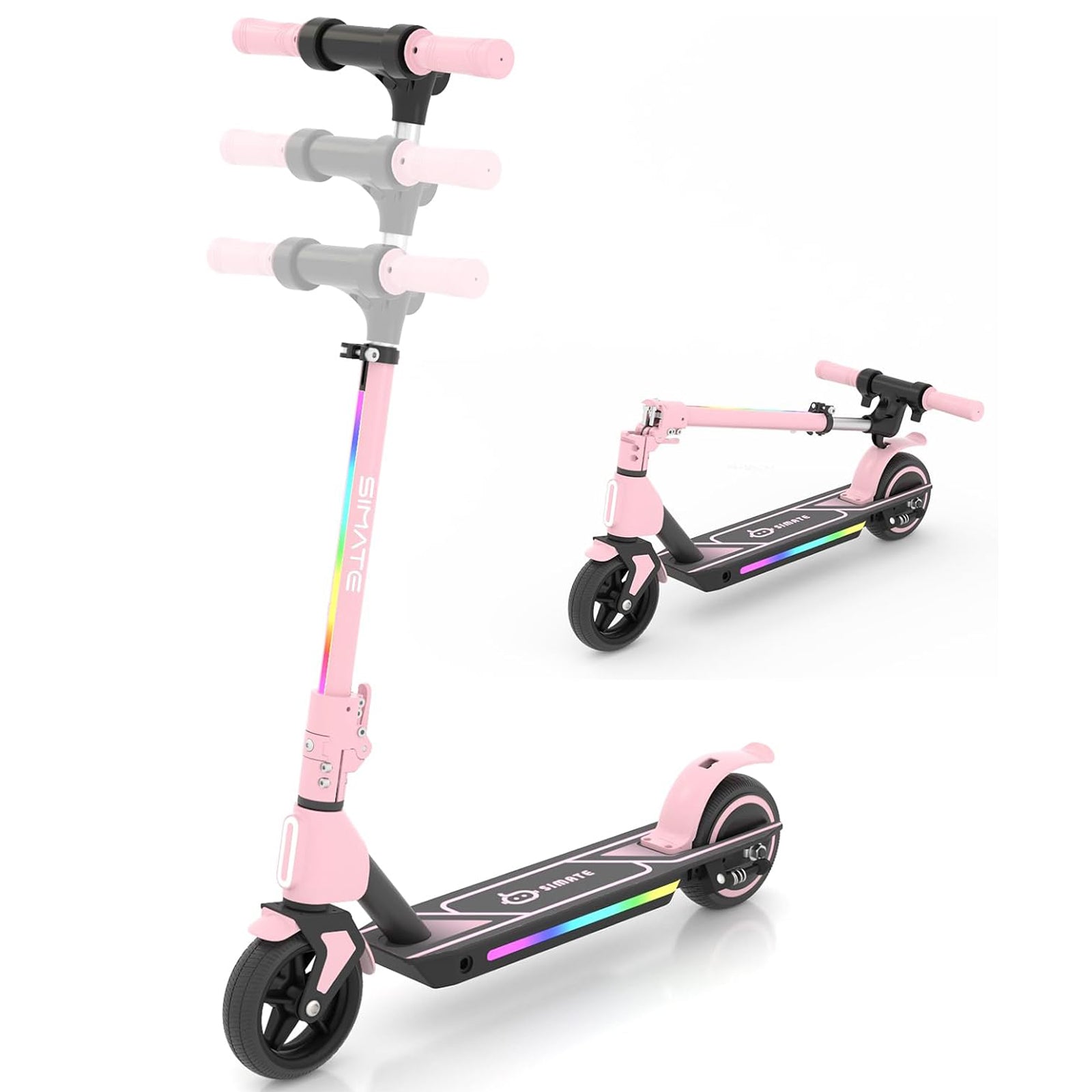 Electric Scooter Children 3-12 Years 130W 6,5" Folding LED Lights Pink