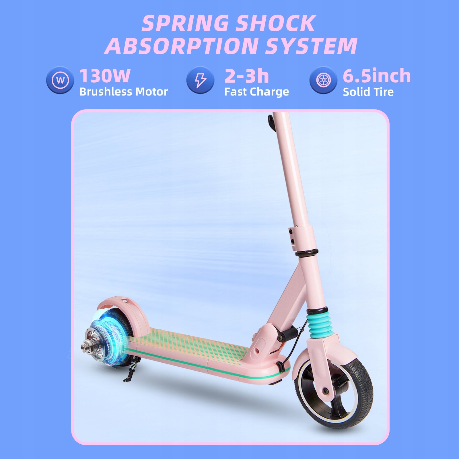 Electric Scooter For Children E-RIDES Pink 14km/h Folding LED 130W Manufacturer code S3-P-001