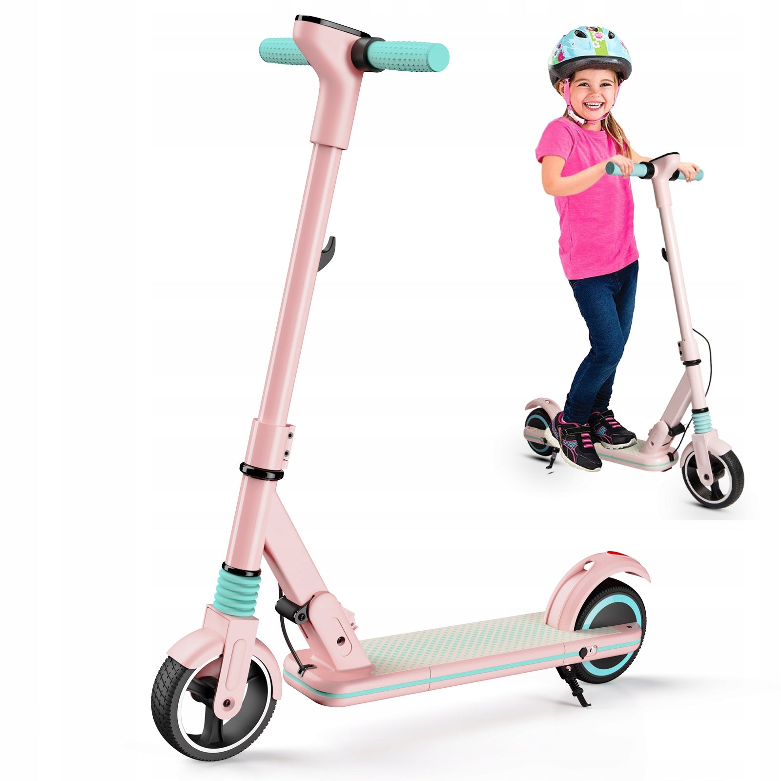 Electric Scooter For Children E-RIDES Pink 14km/h Folding LED 130W