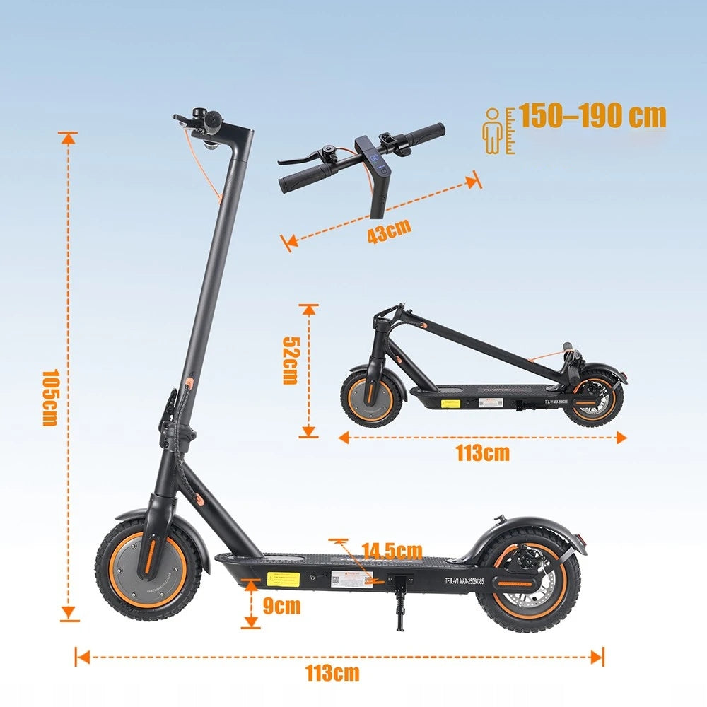 Electric Scooter Quick TWOFISH V1 MAX 500W 36V/10.4Ah 10" 30kmh APP Color orange