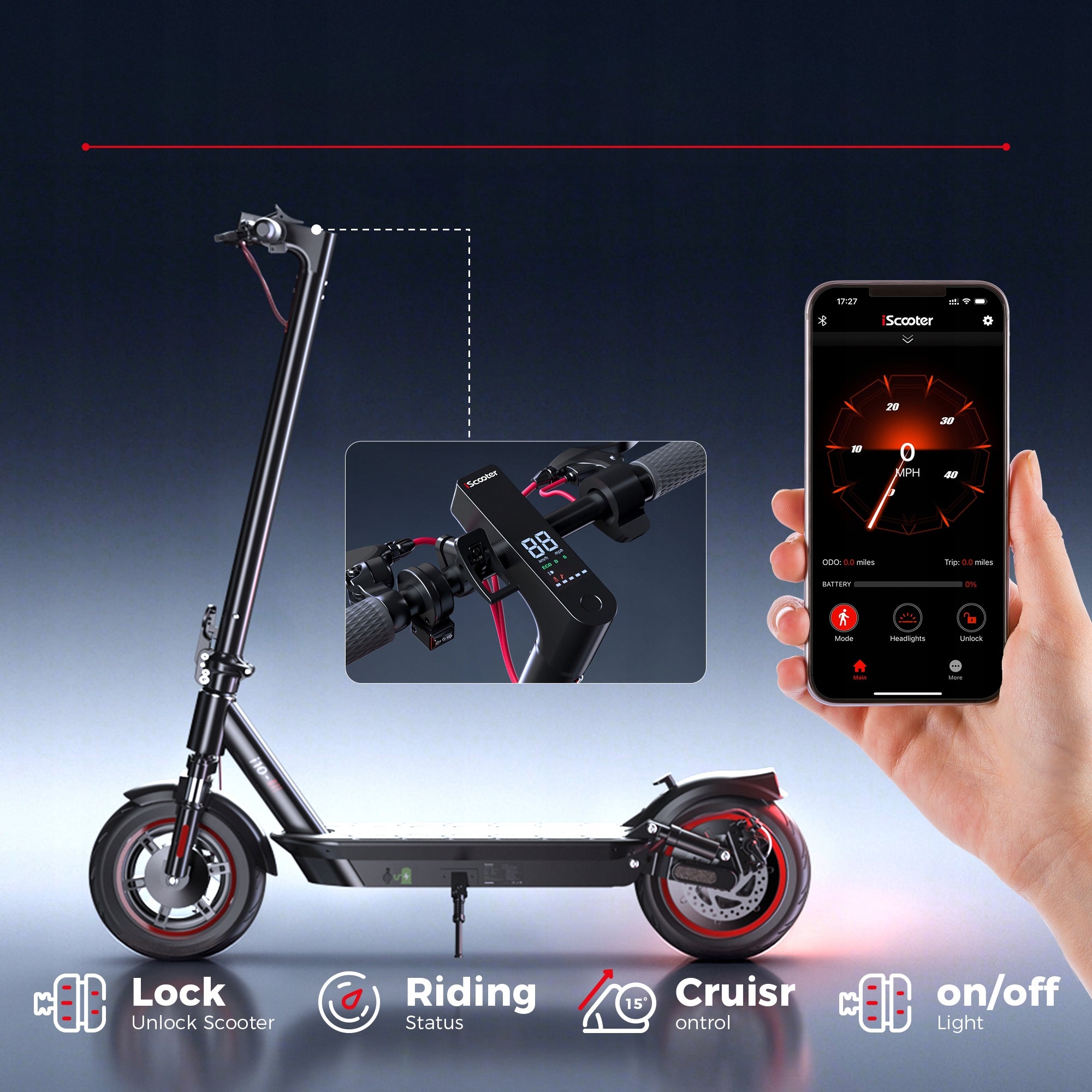 Electric Scooter Vehicle Folding 10" APP up to 40-45km for 120KG app Brand AgileRide