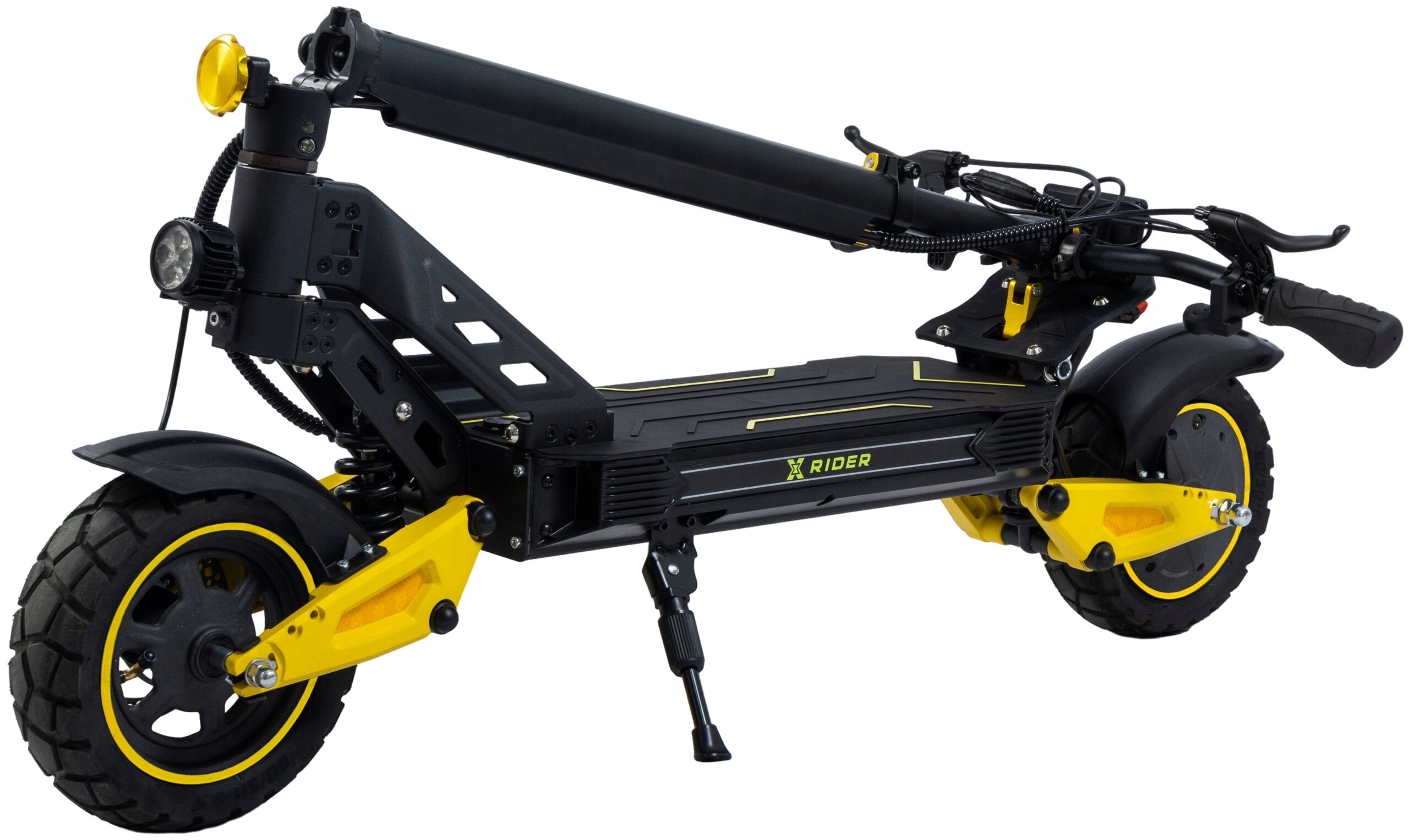 Electric Scooter XRIDER F10X 70km 1400W Shock Absorption 10" Black Additional features pumped wheels horn lighting kickstand meter foldable