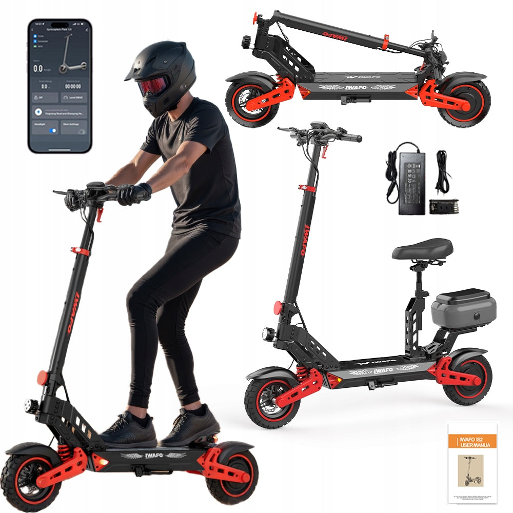 Electric Scooter for Adults IWAFO 1500W 60KM 48V15AH 10" with APP