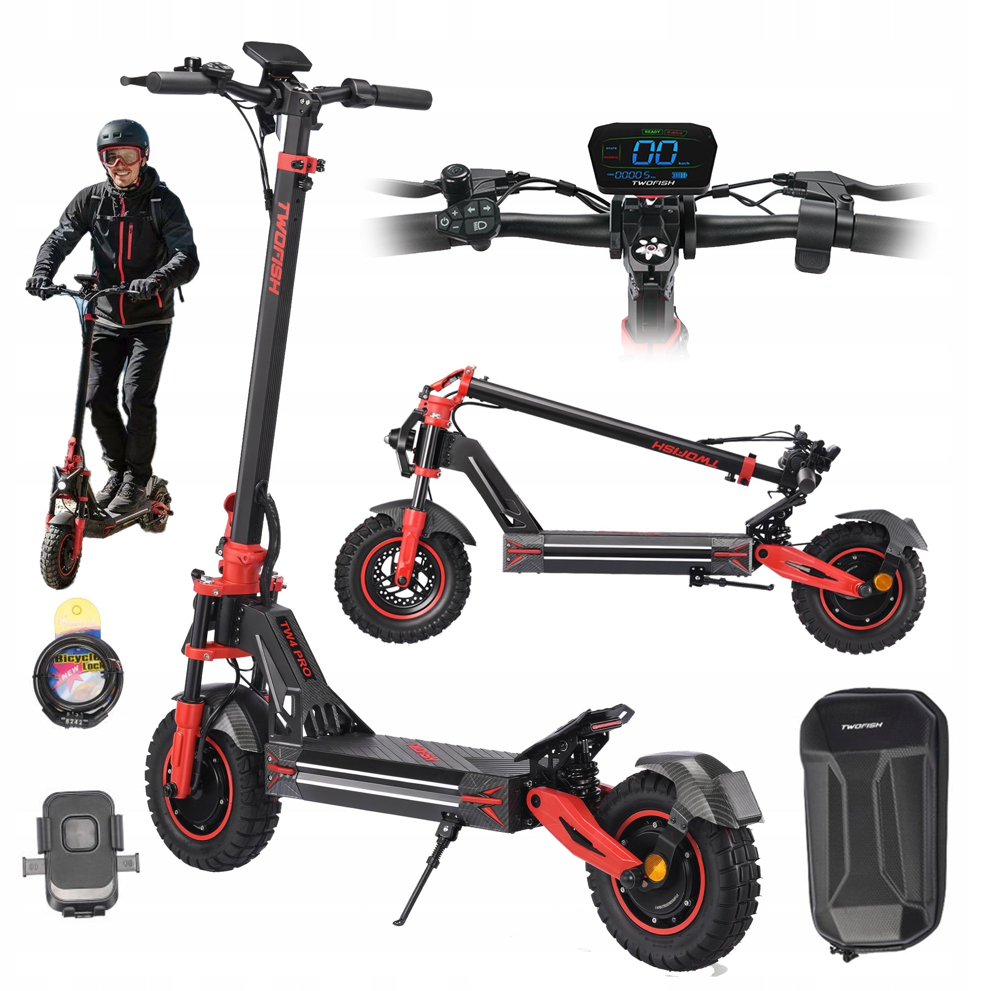 Electric Scooter for Adults TWOFISH TW4 PRO 60V23AH Power 1640W*2 11“