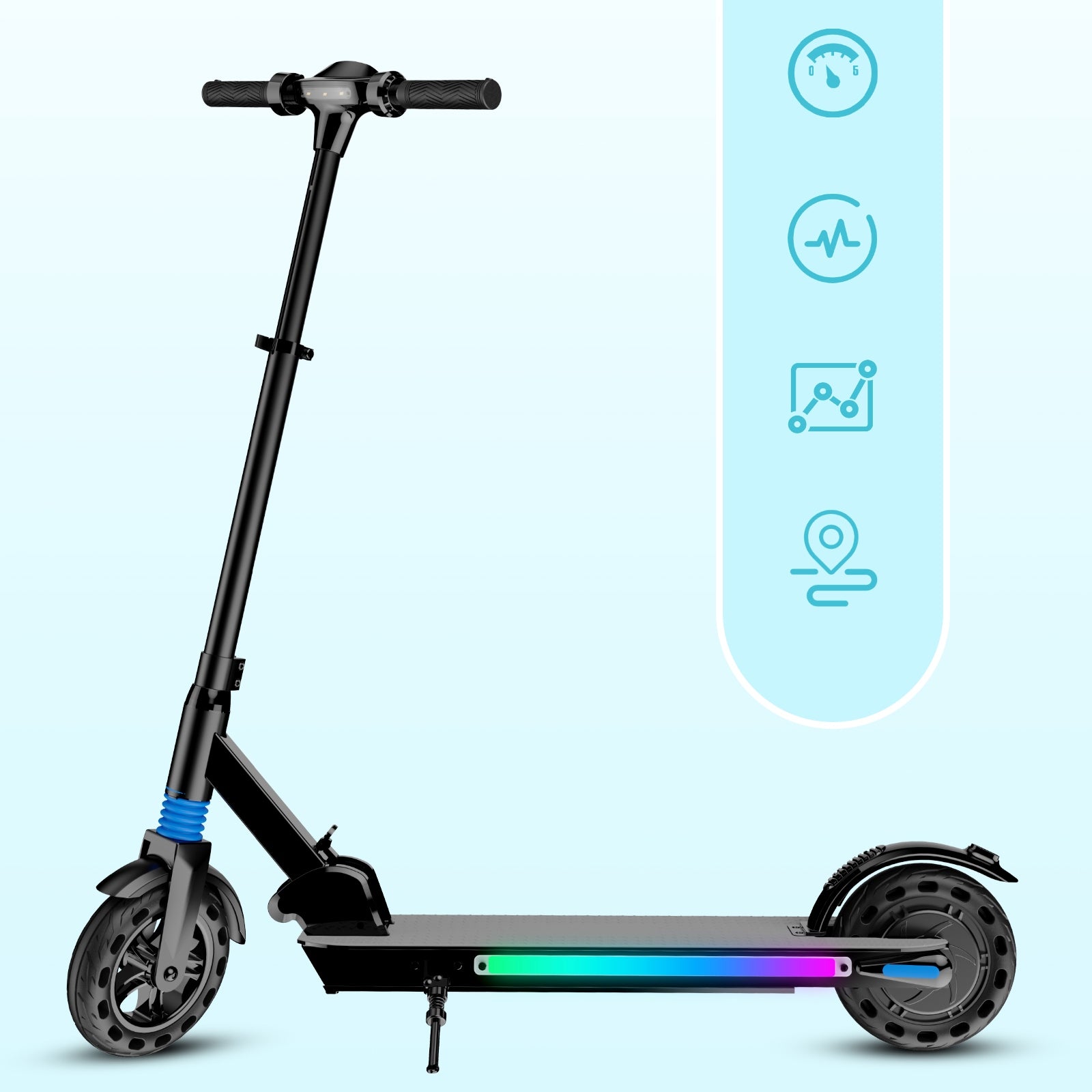 Electric Scooter for Age 10-16 LCD Light 25km 250W Foldable Black Model F8