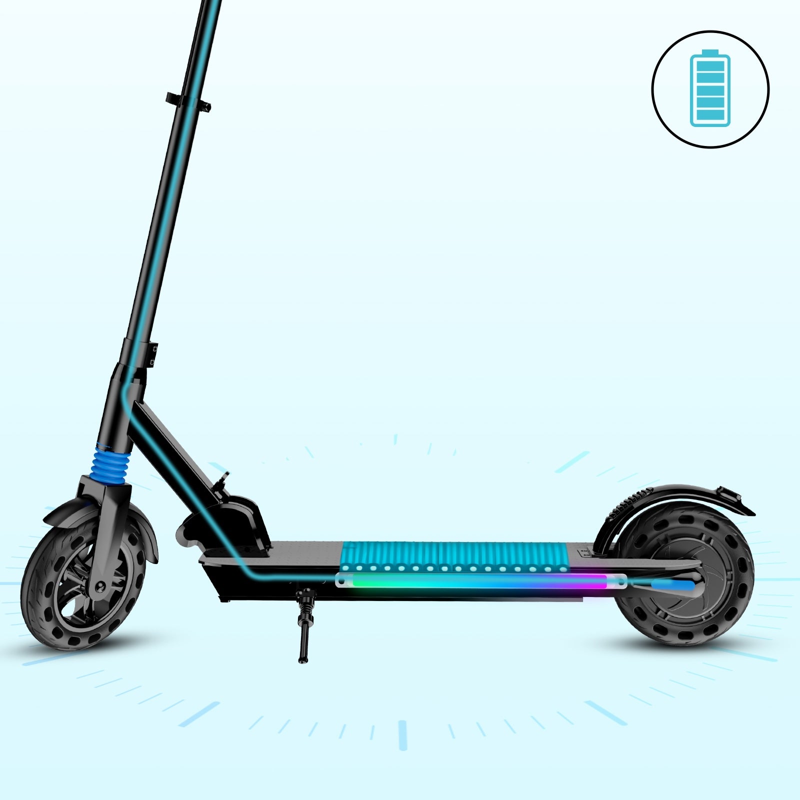 Electric Scooter for Age 10-16 LCD Light 25km 250W Foldable Black Weight 11.2 kg