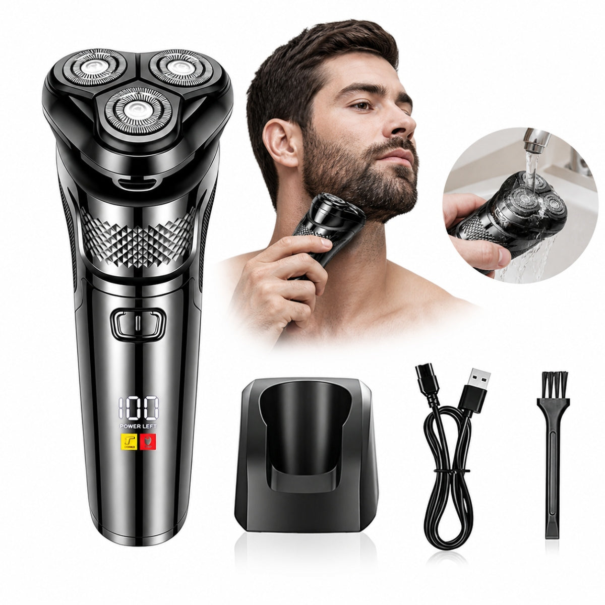 Electric Shaver Men's Beard Trimmer Wet Dry IPX7 NOYW
