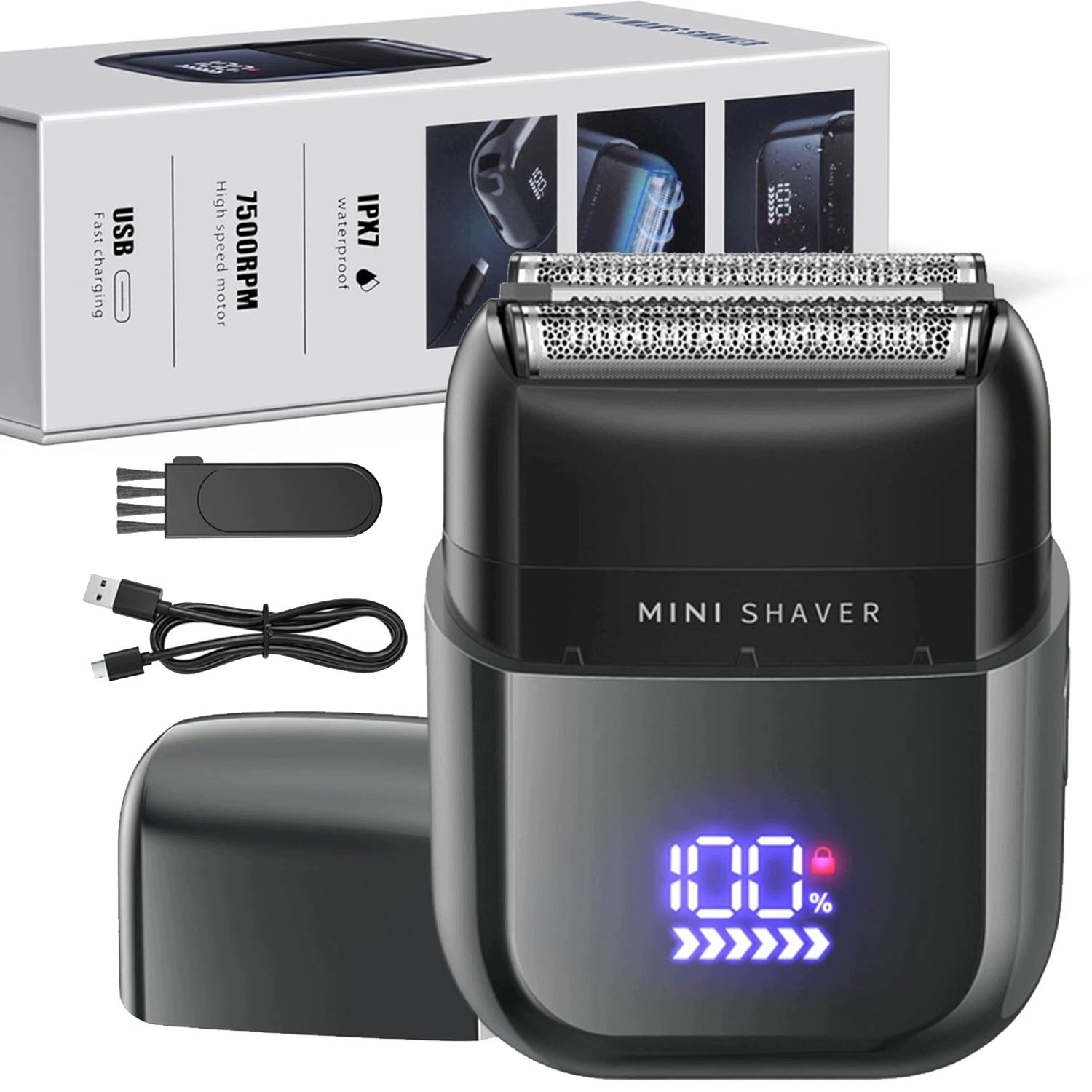 Electric Shaver Men's Miniature IPX7 Display For Dry And Wet