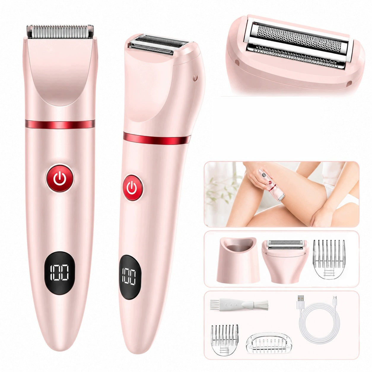 Electric Shaver for Women 3in1 Waterproof IPX6 with LCD Display