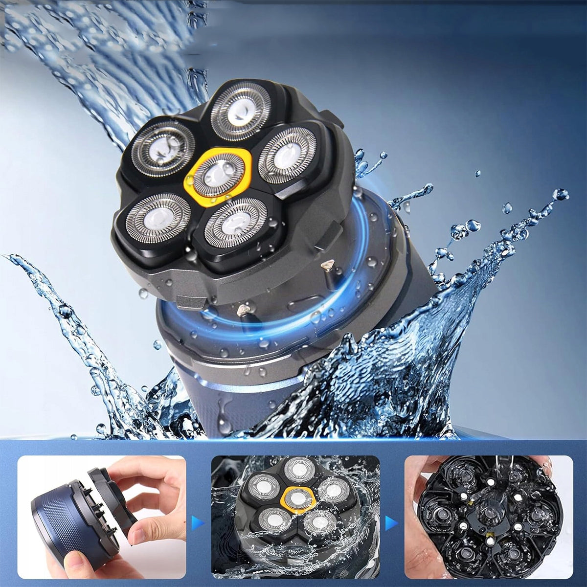 Electric Shaver with Magnetic Detachable Design, IPX7 Waterproof Type hybrid